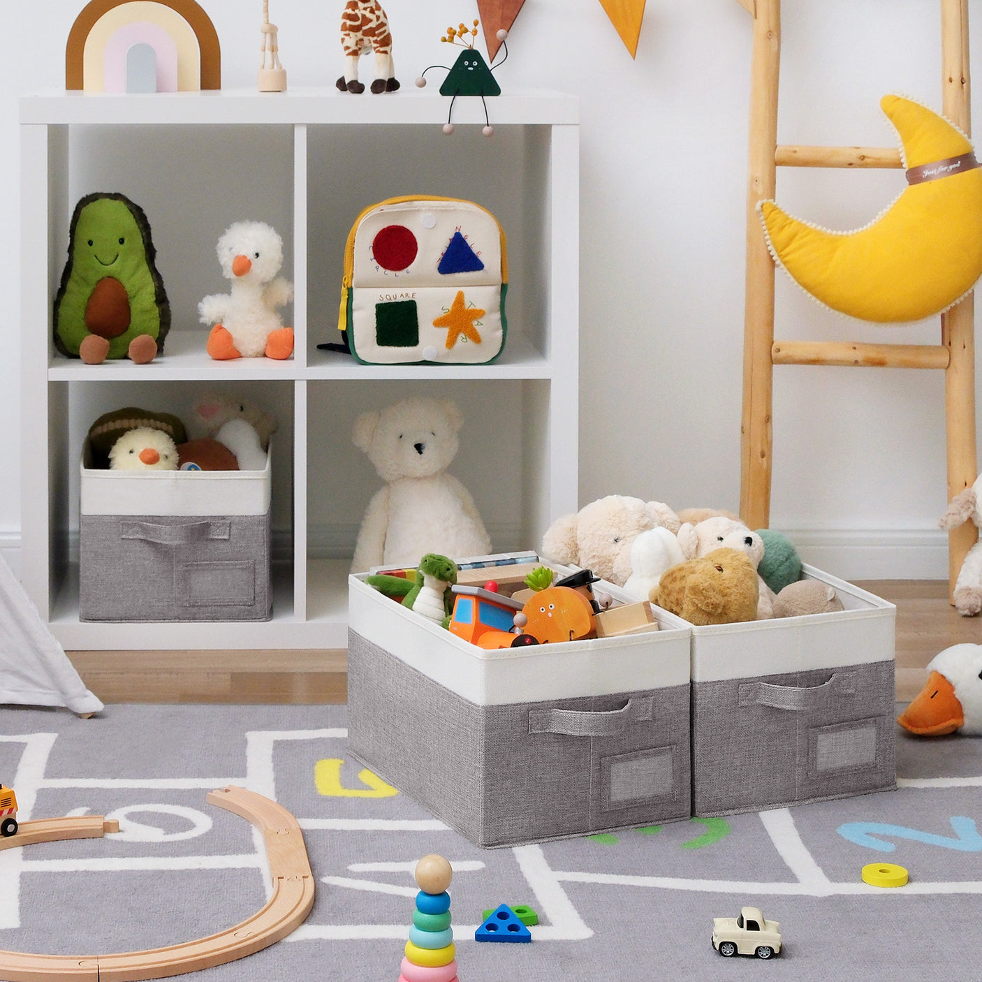 Granny's Colorful Series - 3 Pcs Fabric Storage Bins for 2 Sizes & 3 Color