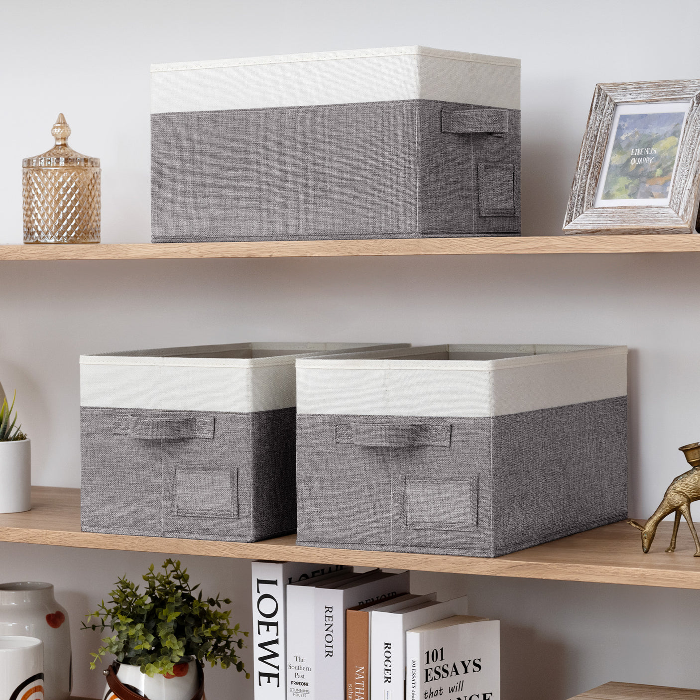 Granny's Colorful Series - 3 Pcs Fabric Storage Bins for 2 Sizes & 3 Color