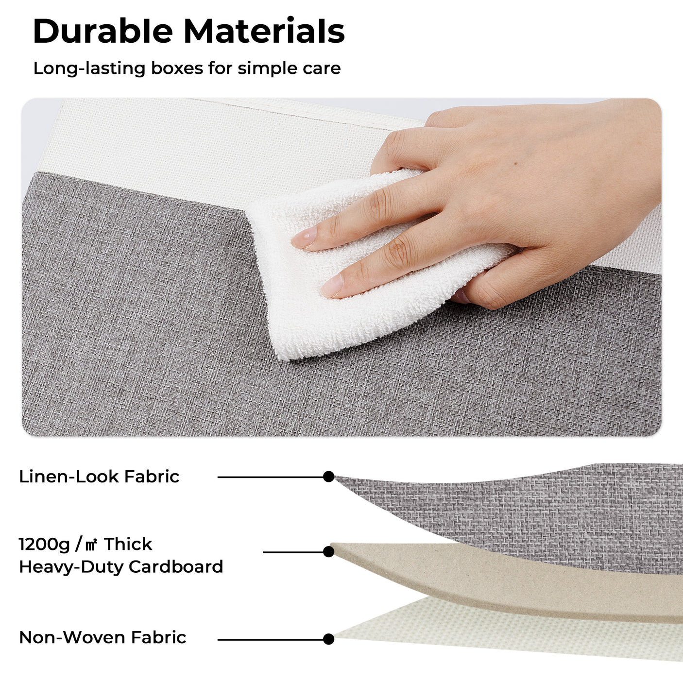 Granny's Colorful Series - 3 Pcs Fabric Storage Bins for 2 Sizes & 3 Color