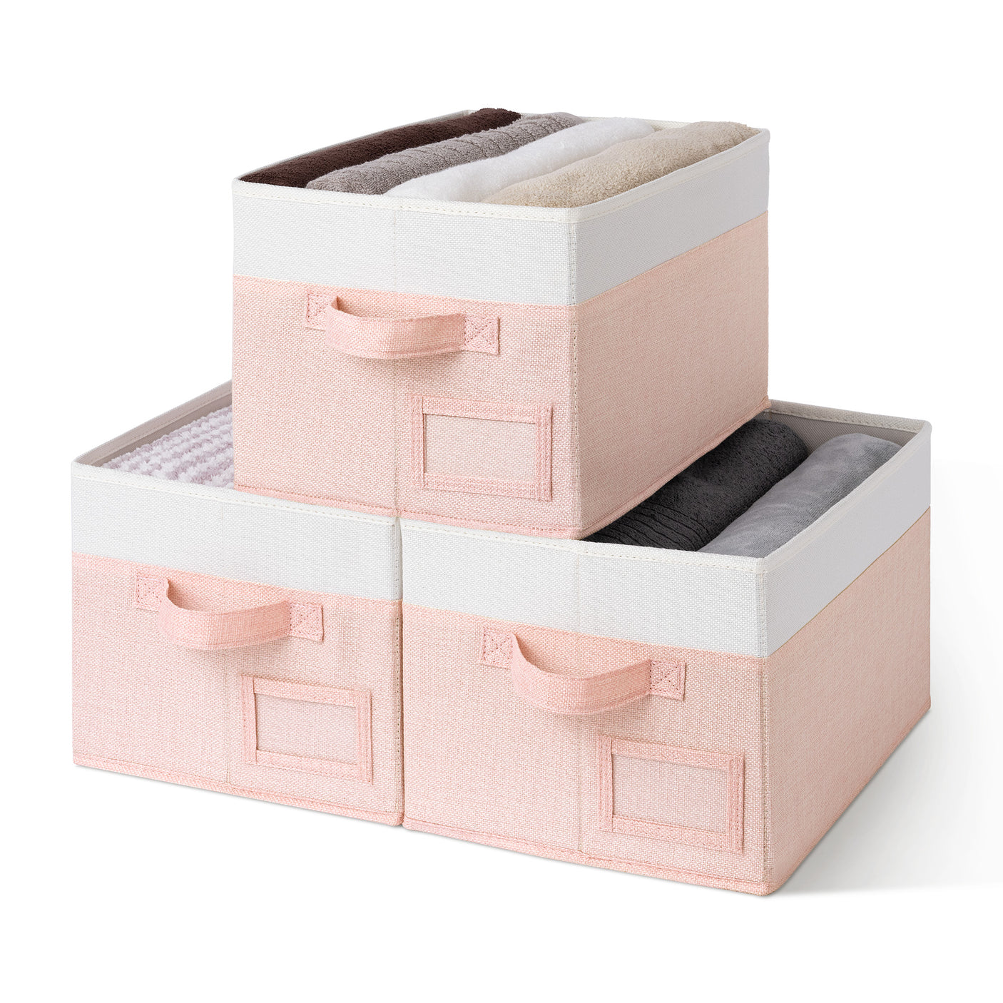 Granny's Colorful Series - 3 Pcs Fabric Storage Bins for 2 Sizes & 3 Color