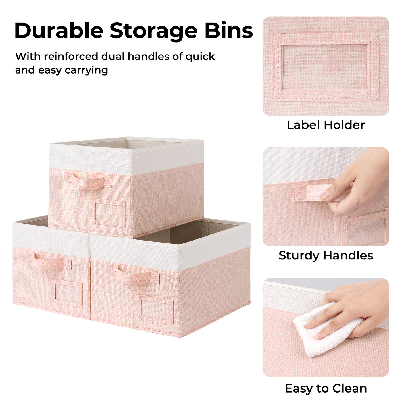 Granny's Colorful Series - 3 Pcs Fabric Storage Bins for 2 Sizes & 3 Color