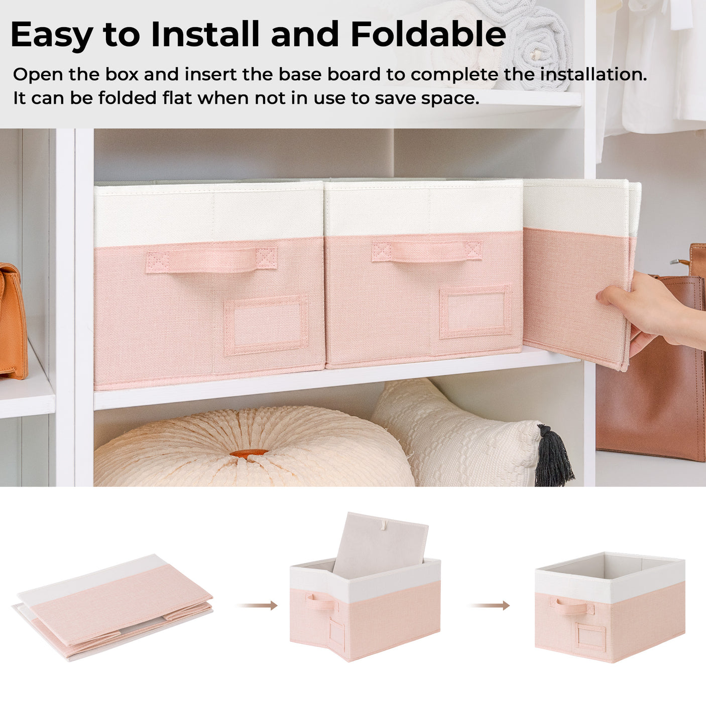 Granny's Colorful Series - 3 Pcs Fabric Storage Bins for 2 Sizes & 3 Color