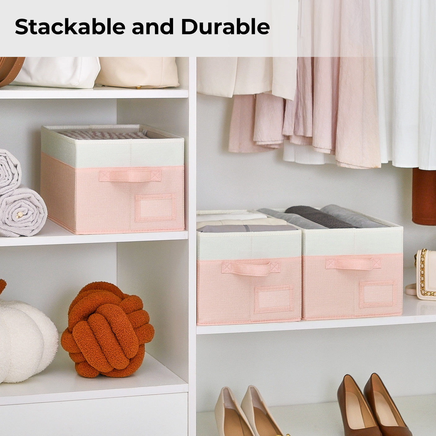 Granny's Colorful Series - 3 Pcs Fabric Storage Bins for 2 Sizes & 3 Color