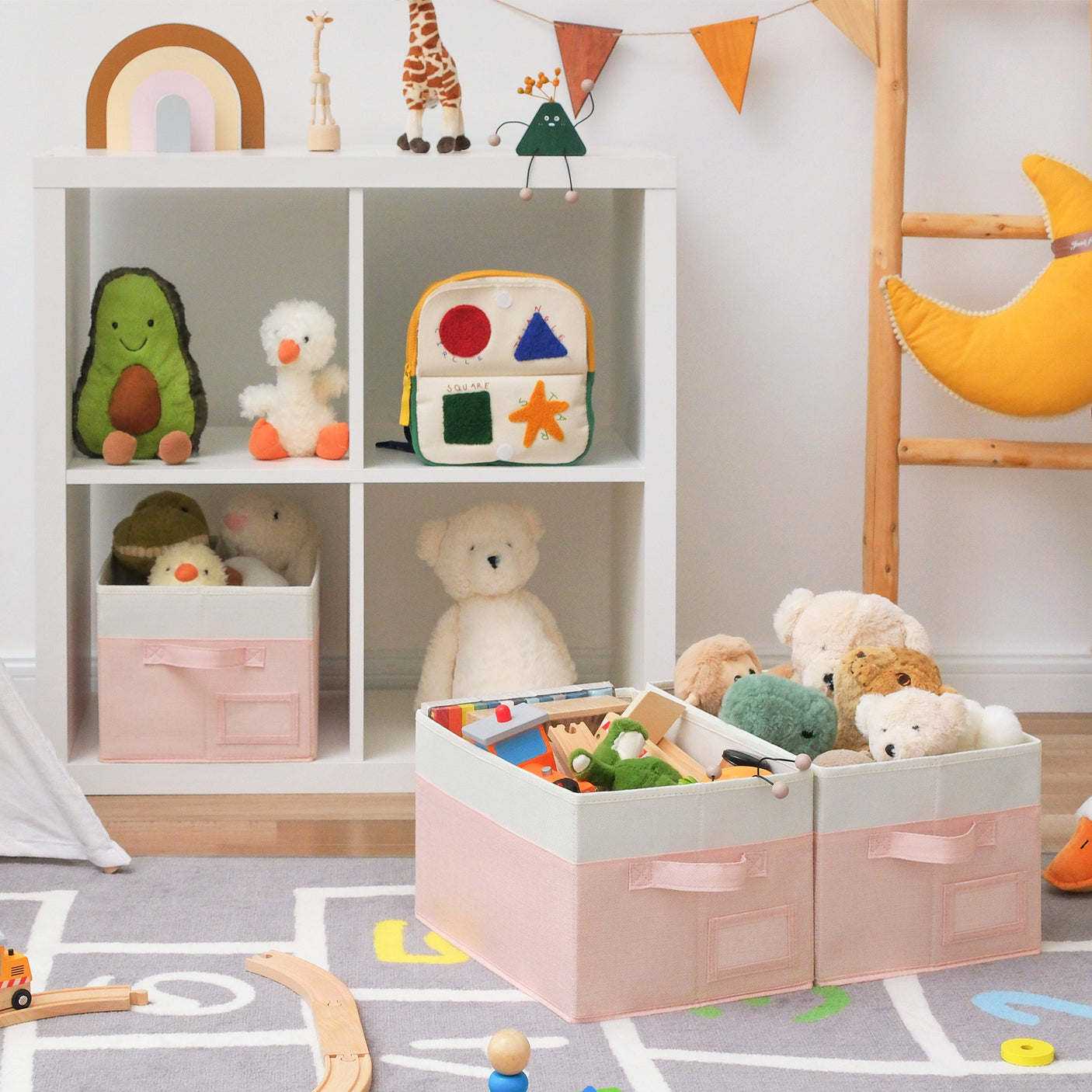 Granny's Colorful Series - 3 Pcs Fabric Storage Bins for 2 Sizes & 3 Color