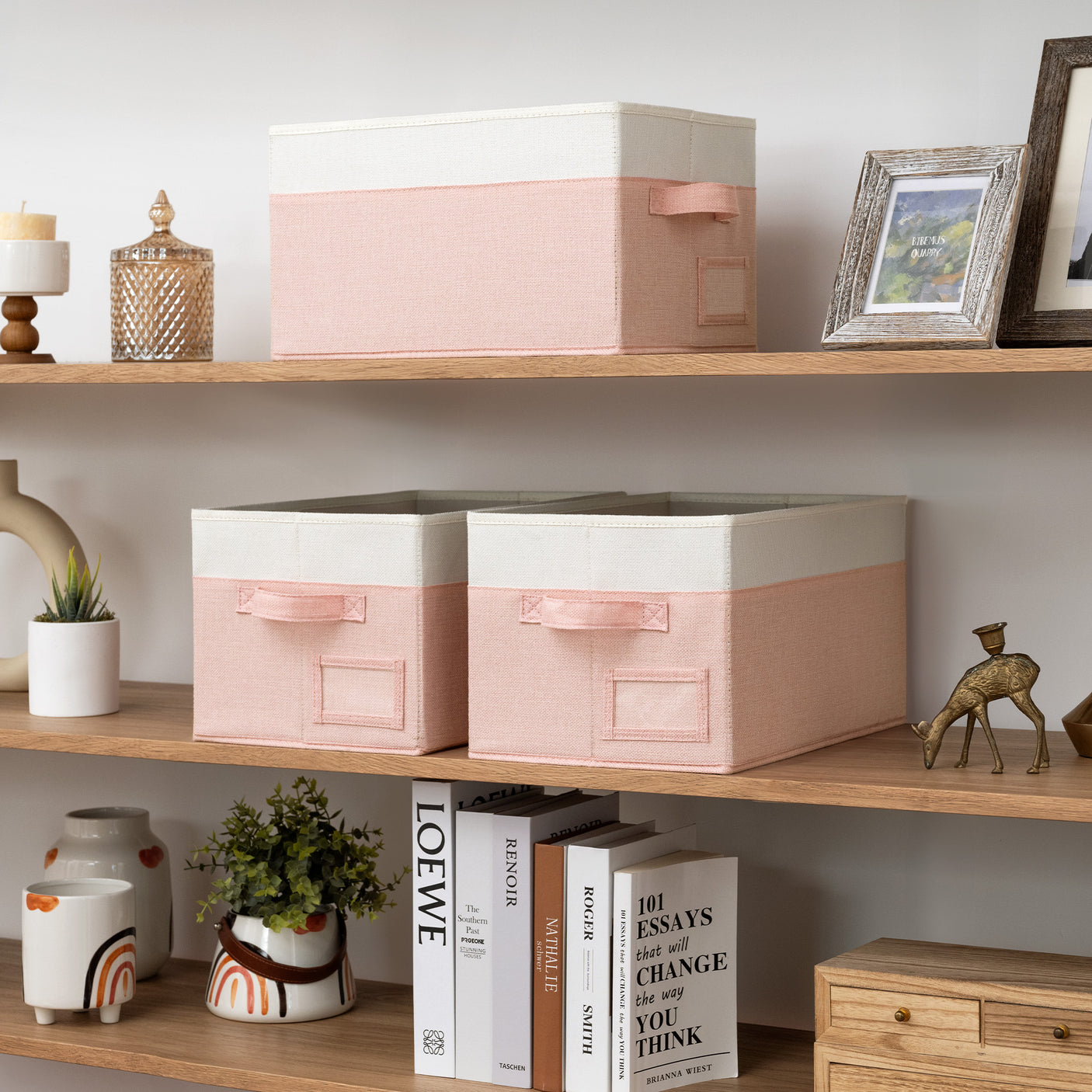 Granny's Colorful Series - 3 Pcs Fabric Storage Bins for 2 Sizes & 3 Color