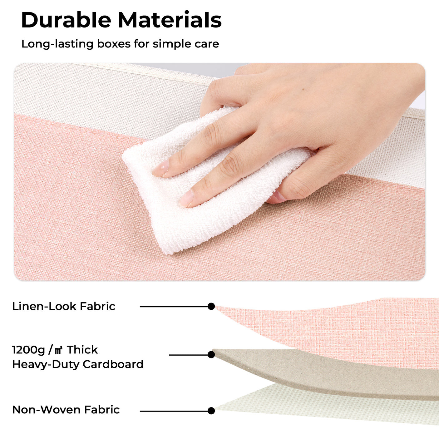 Granny's Colorful Series - 3 Pcs Fabric Storage Bins for 2 Sizes & 3 Color