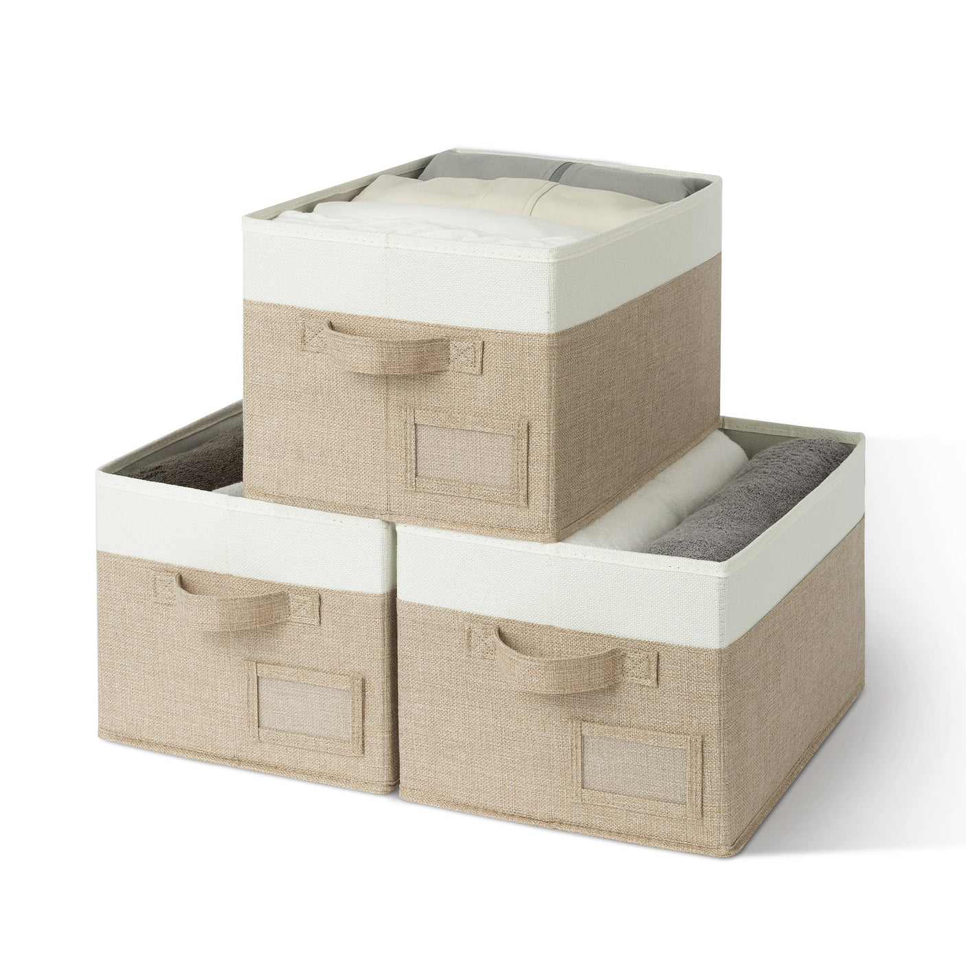 Granny's Colorful Series - 3 Pcs Fabric Storage Bins for 2 Sizes & 3 Color