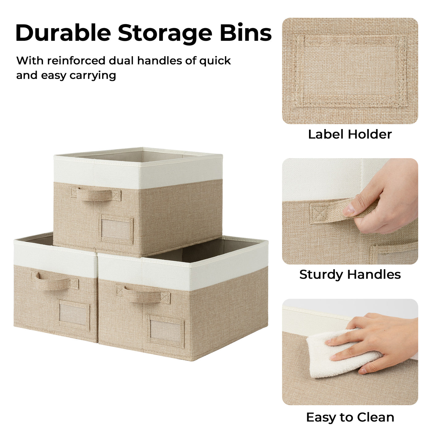 Granny's Colorful Series - 3 Pcs Fabric Storage Bins for 2 Sizes & 3 Color