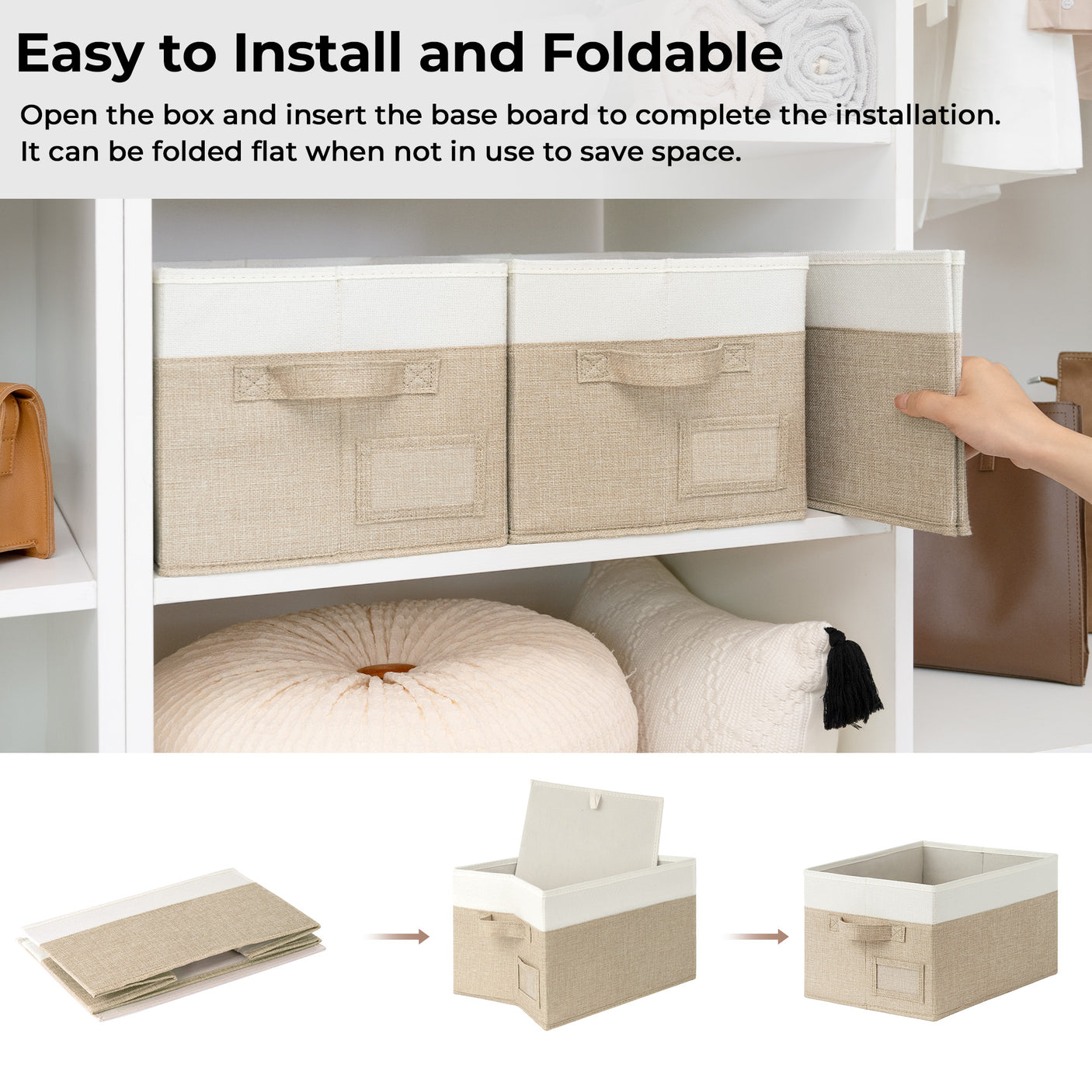 Granny's Colorful Series - 3 Pcs Fabric Storage Bins for 2 Sizes & 3 Color