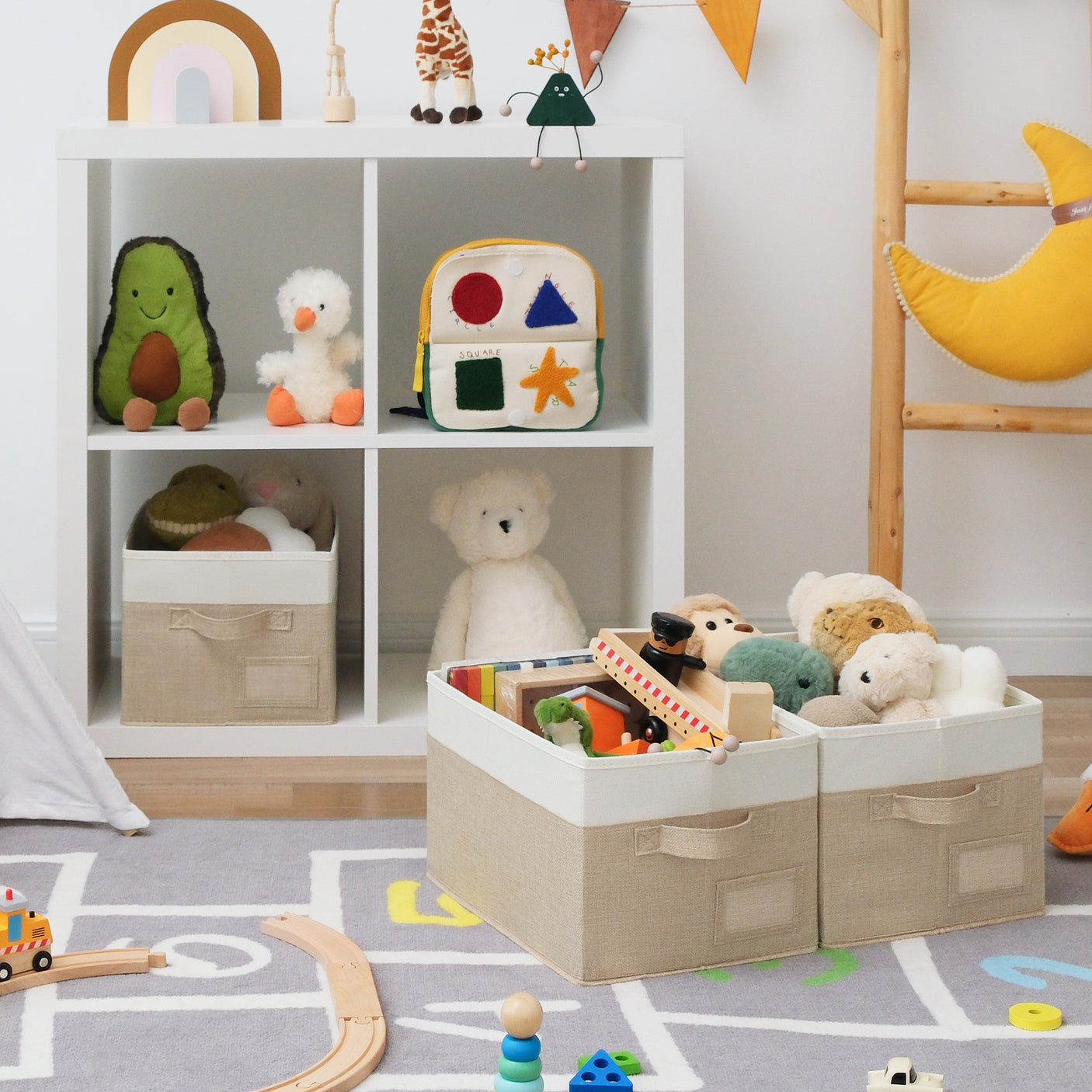 Granny's Colorful Series - 3 Pcs Fabric Storage Bins for 2 Sizes & 3 Color