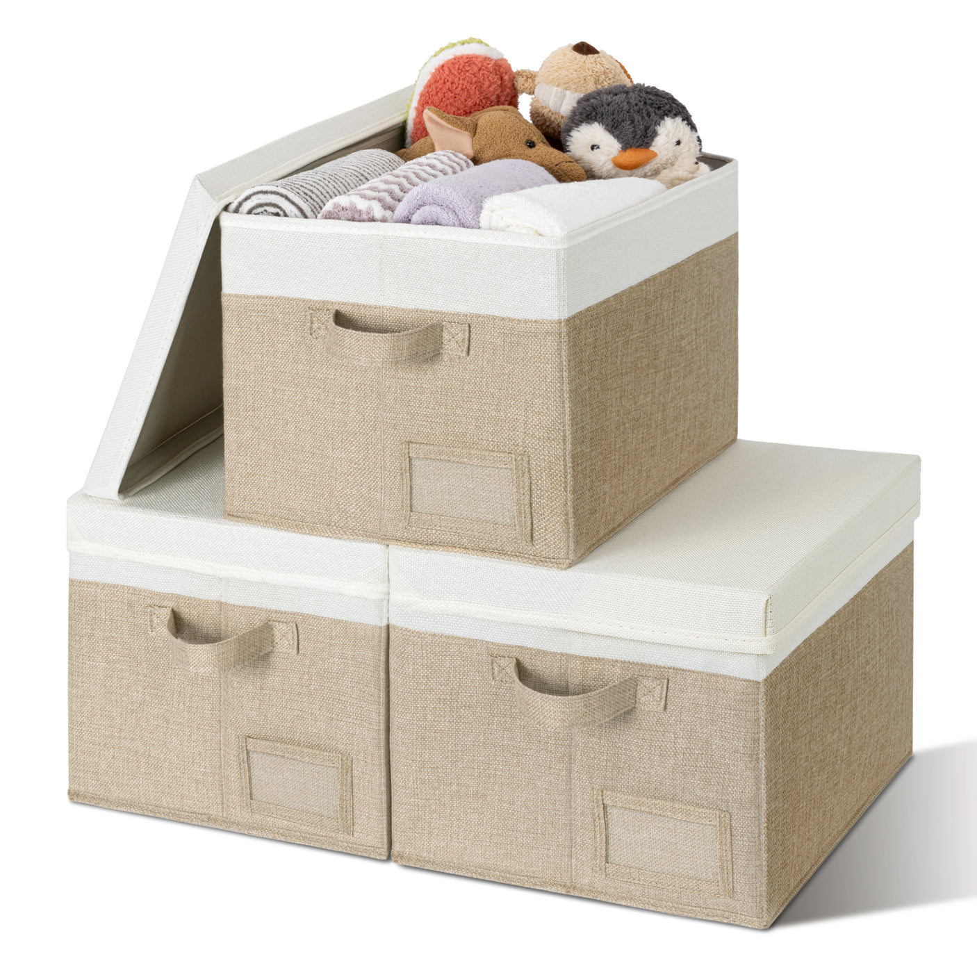 3 Pack Lagre Fabric Storage Bins with Lids