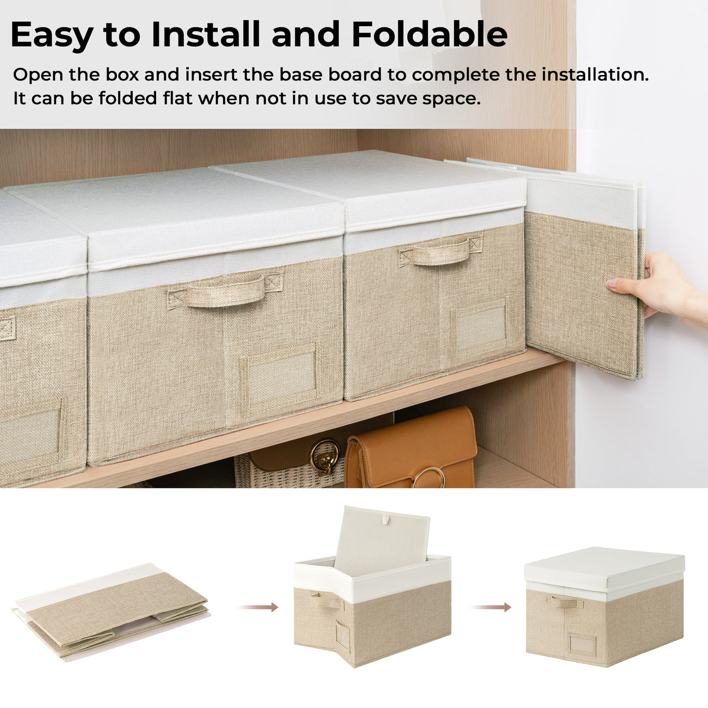 3 Pack Lagre Fabric Storage Bins with Lids