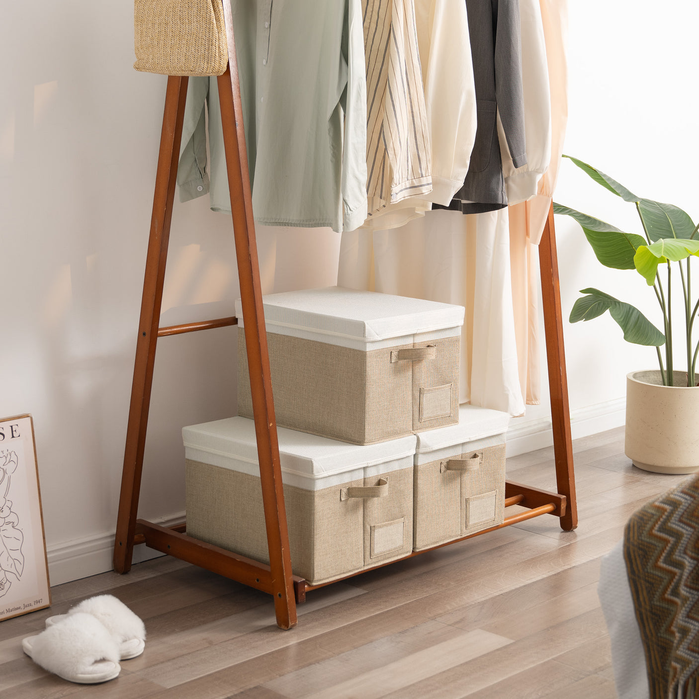 3 Pack Lagre Fabric Storage Bins with Lids