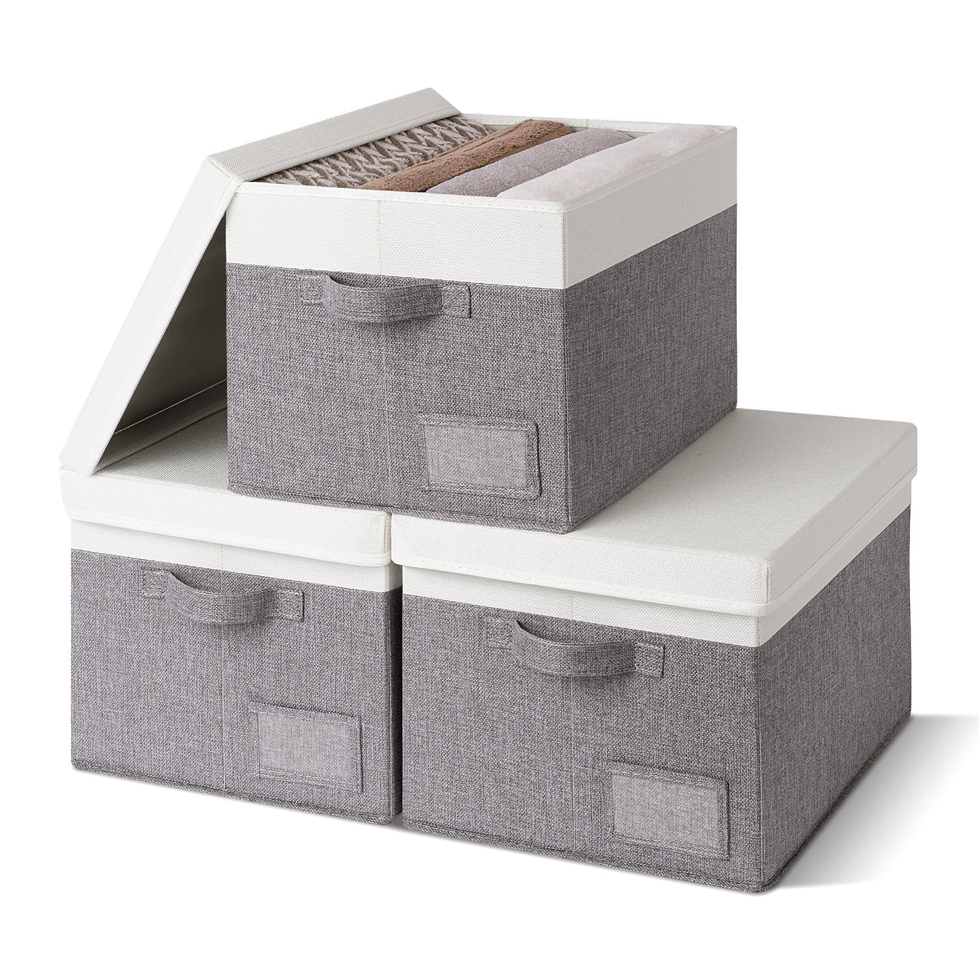 3 Pack Lagre Fabric Storage Bins with Lids