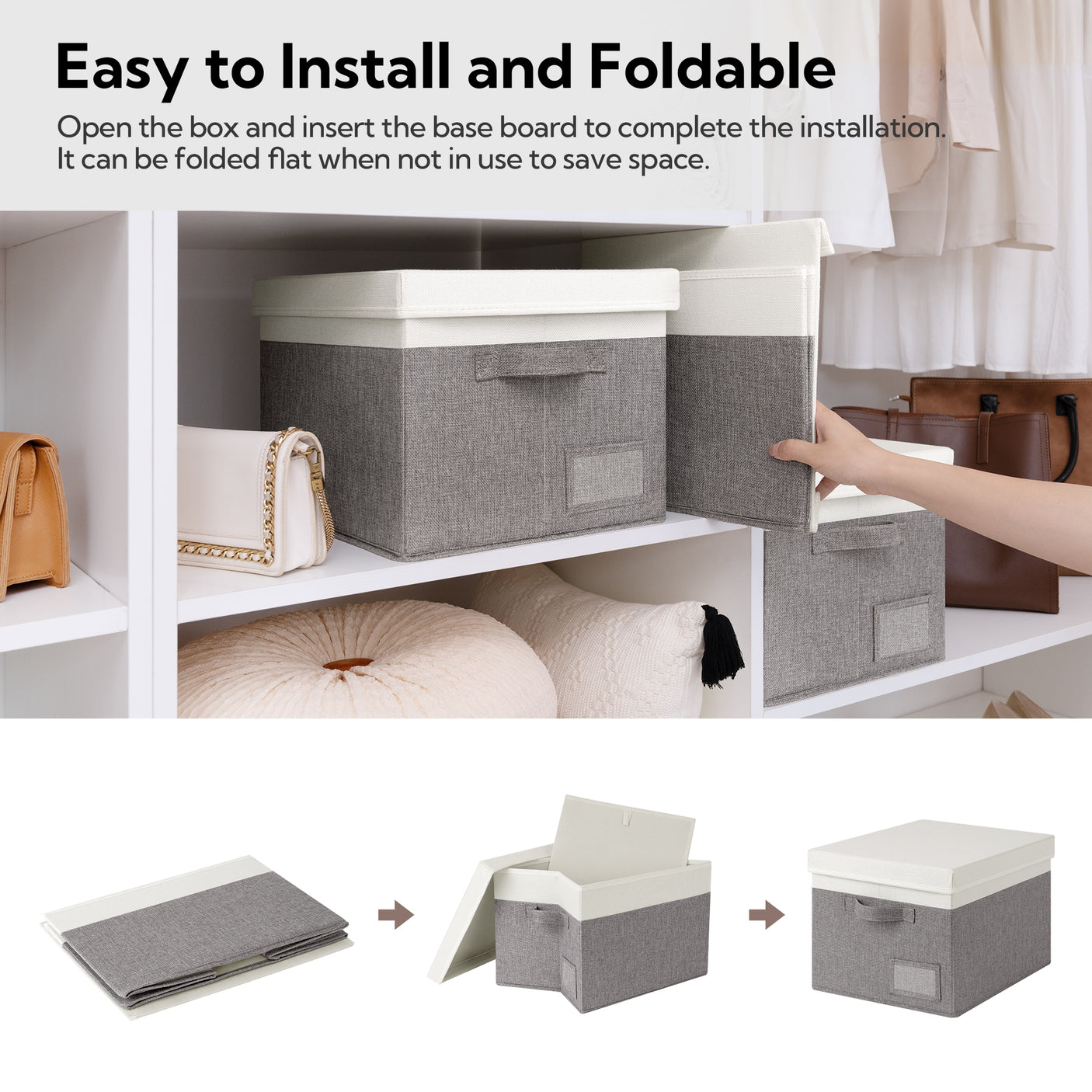 3 Pack Lagre Fabric Storage Bins with Lids