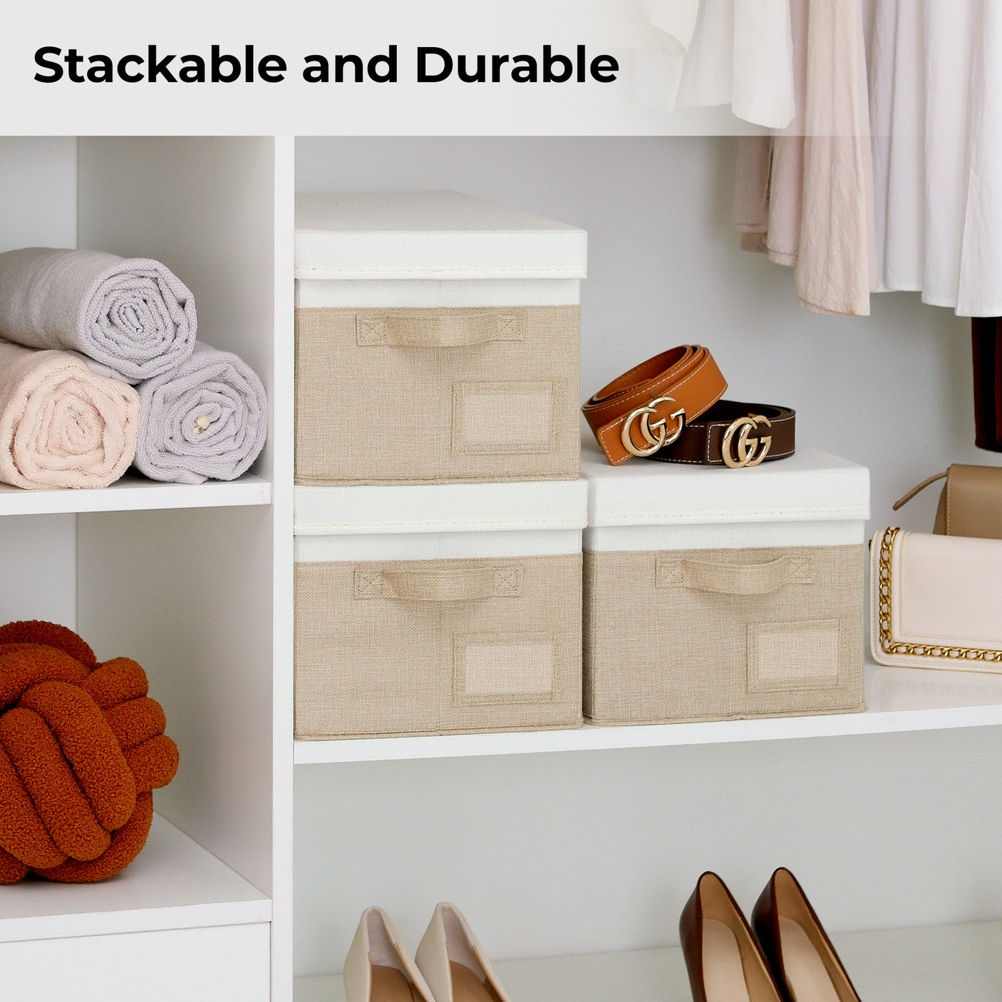 3 Pack Lagre Fabric Storage Bins with Lids