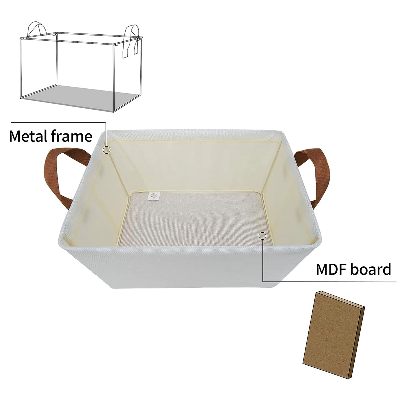 Fabric Storage Bins with Metal Frame, 4 Pack