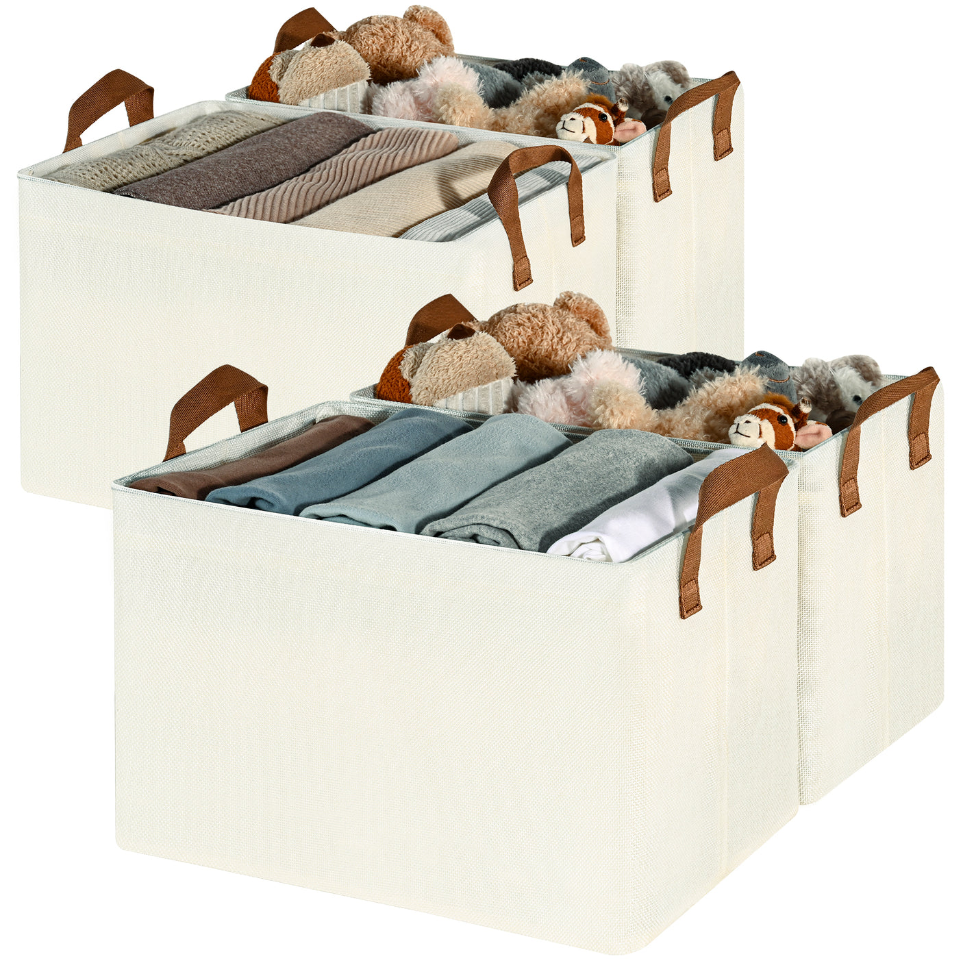Fabric Storage Bins with Metal Frame, 4 Pack