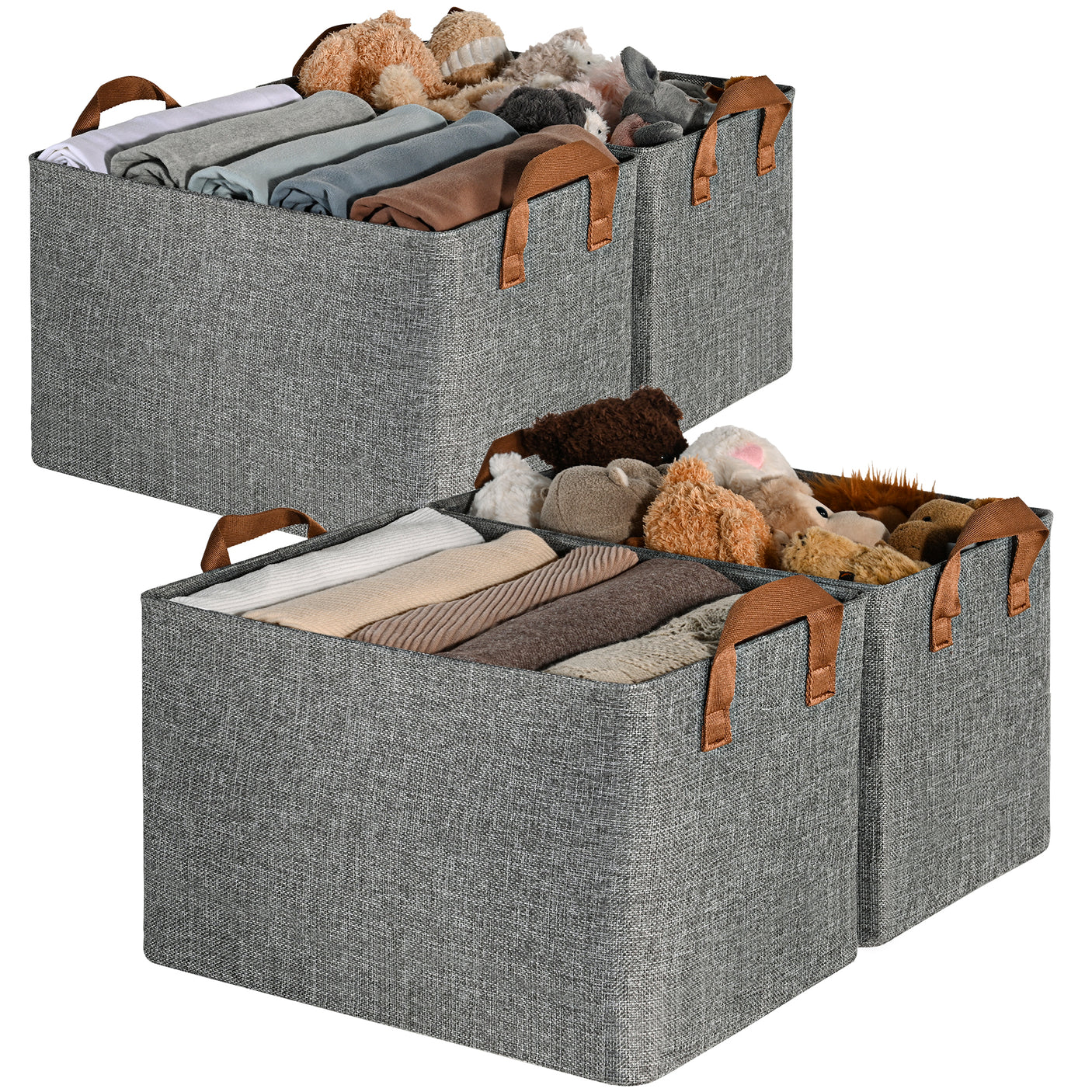 Fabric Storage Bins with Metal Frame, 4 Pack