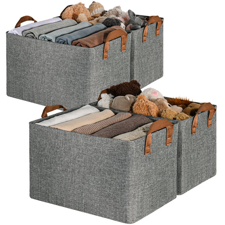 Fabric Storage Bins with Metal Frame, 4 Pack