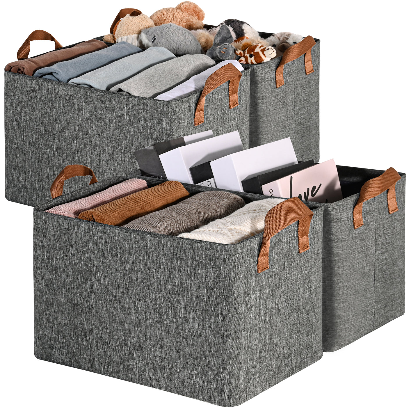 Fabric Storage Bins with Metal Frame, 4 Pack