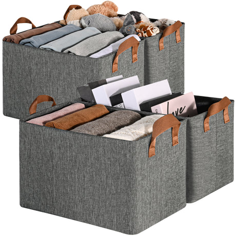 Fabric Storage Bins with Metal Frame, 4 Pack