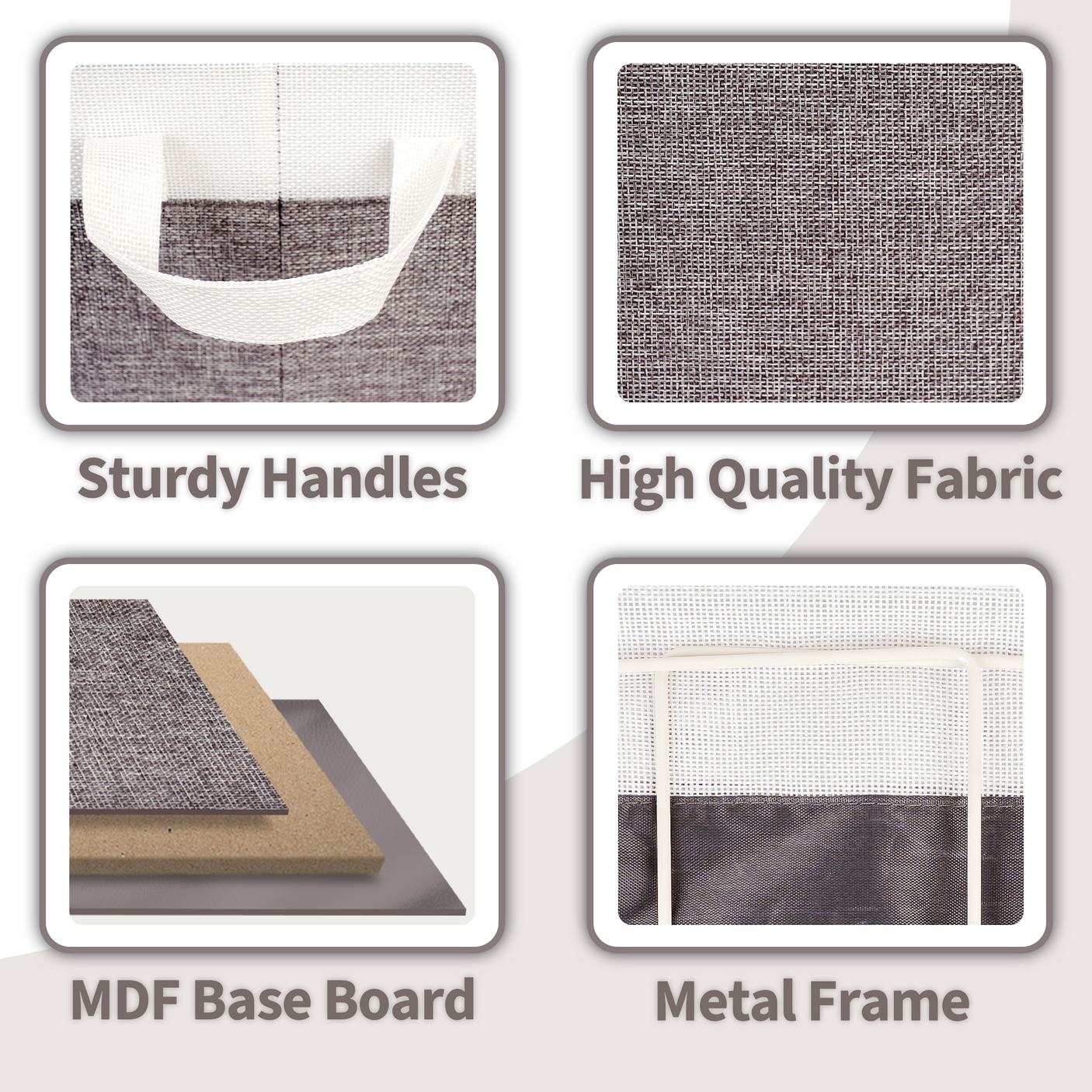 Fabric Storage Bins with Metal Frame, 4 Pack