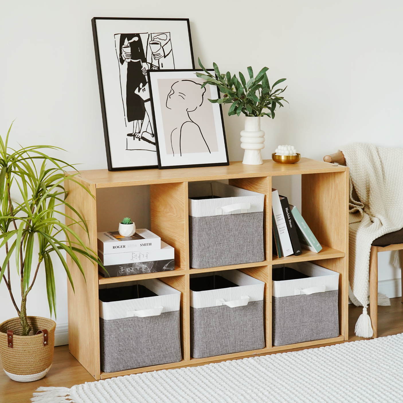 Fabric Storage Bins with Metal Frame, 4 Pack