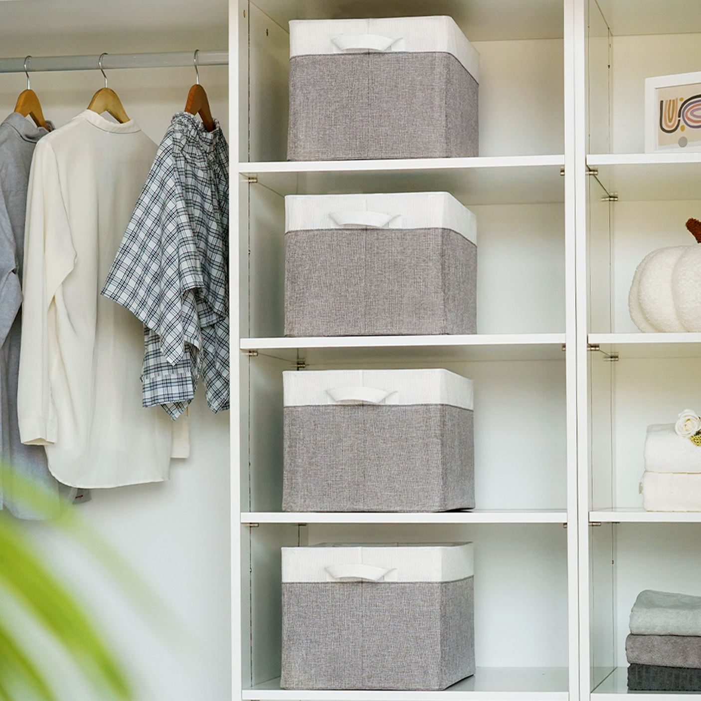 Fabric Storage Bins with Metal Frame, 4 Pack