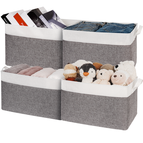 Fabric Storage Bins with Metal Frame, 4 Pack