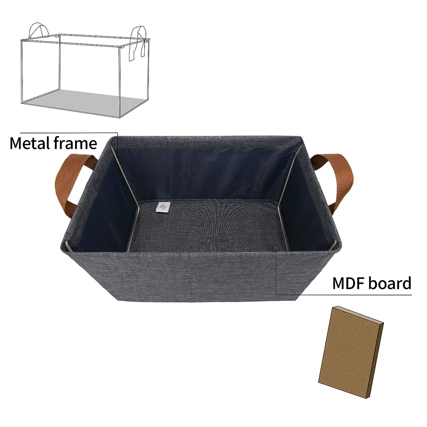 Fabric Storage Bins with Metal Frame, 4 Pack
