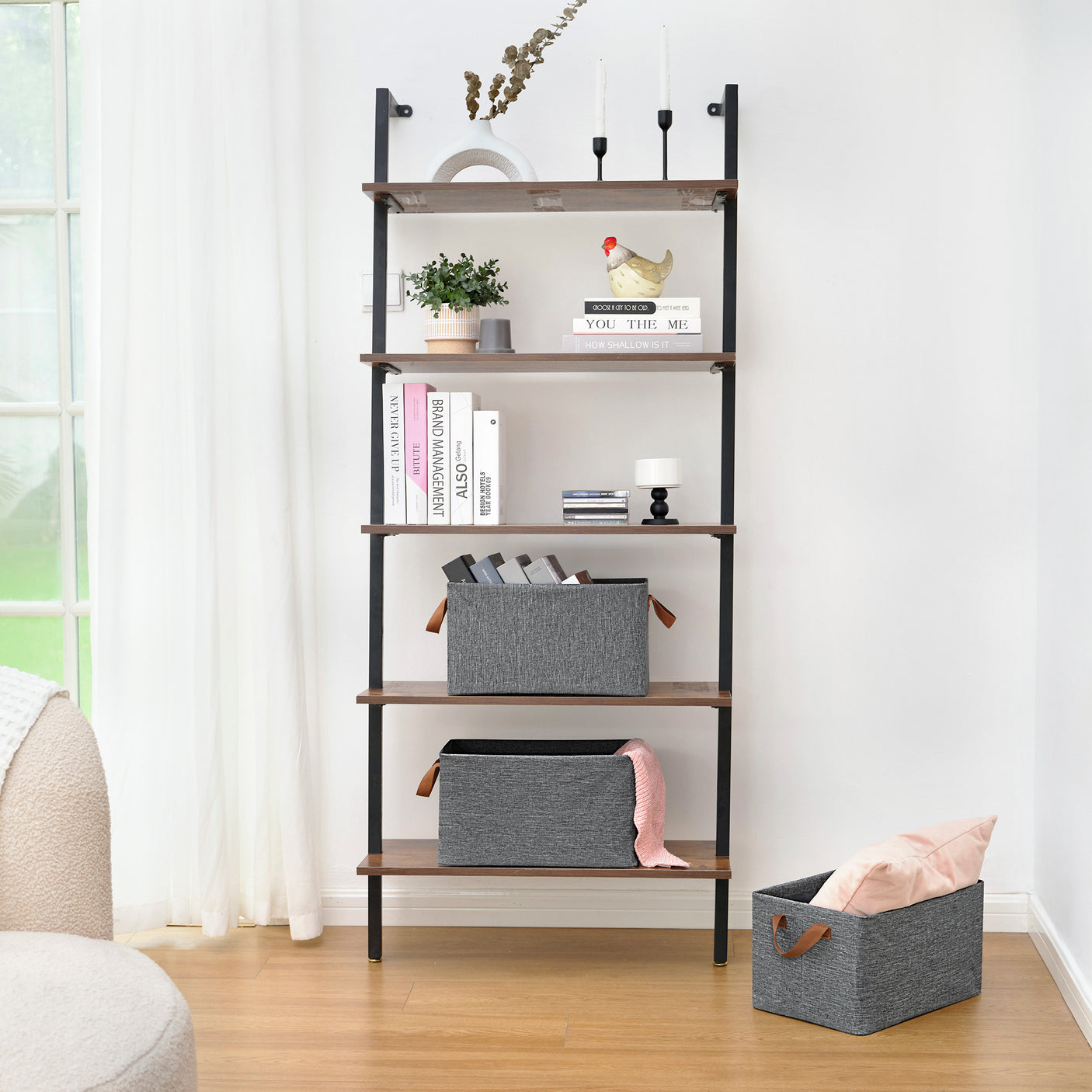 Fabric Storage Bins with Metal Frame, 4 Pack