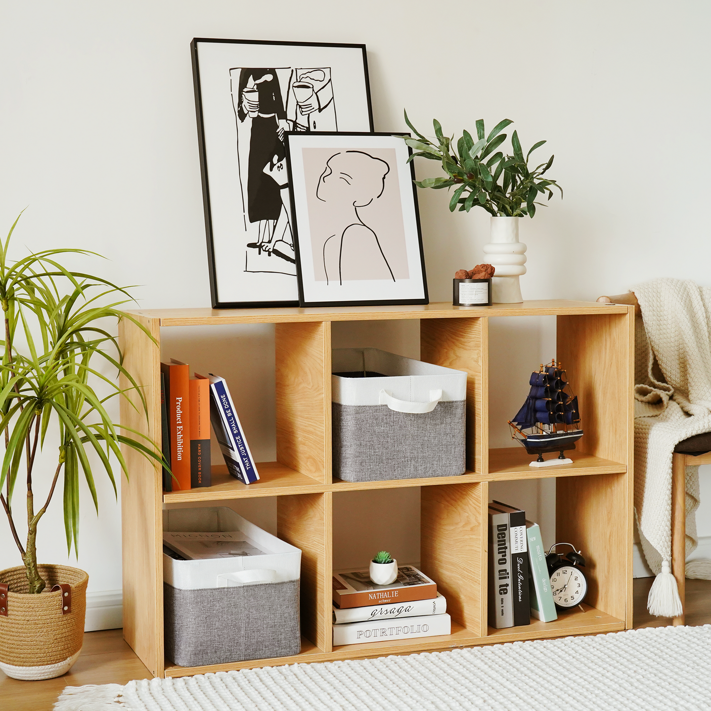 Storage Baskets with Metal Frame, 2 Pack