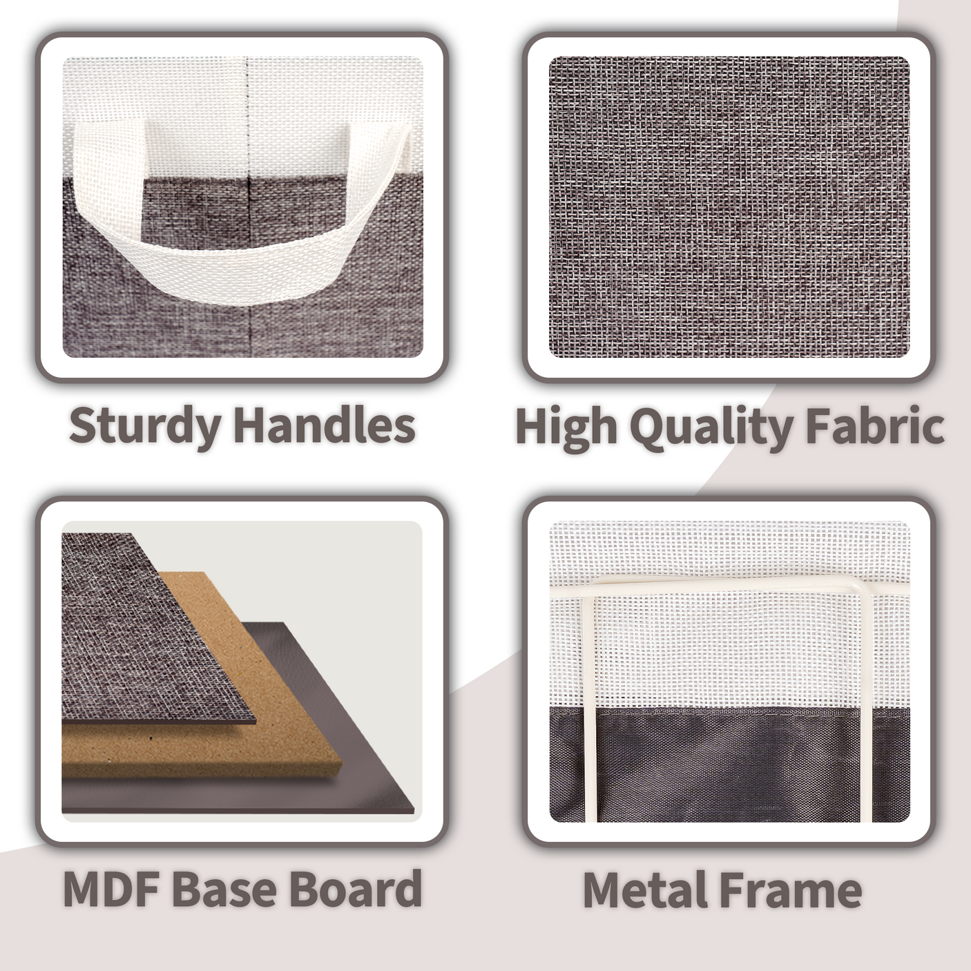 Fabric Storage Bins with Metal Frame, 4 Pack