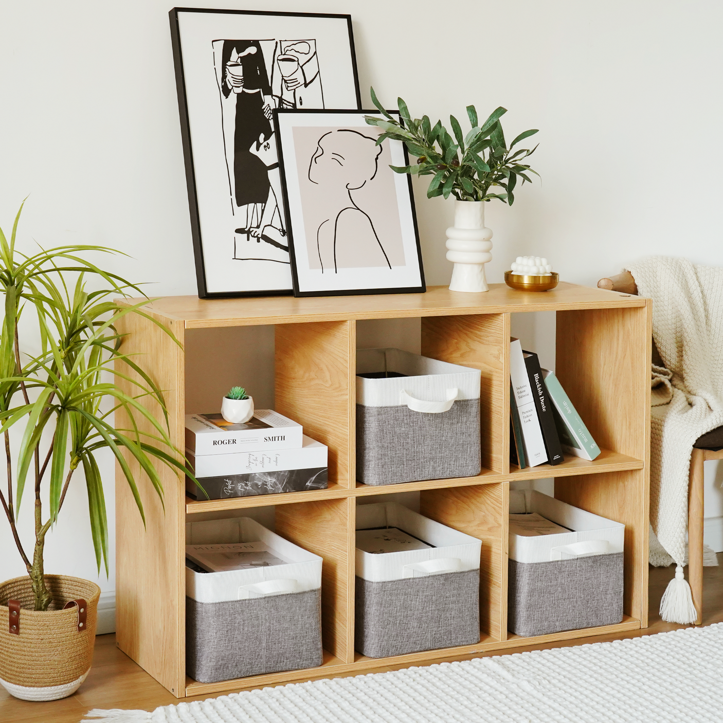 Fabric Storage Bins with Metal Frame, 4 Pack