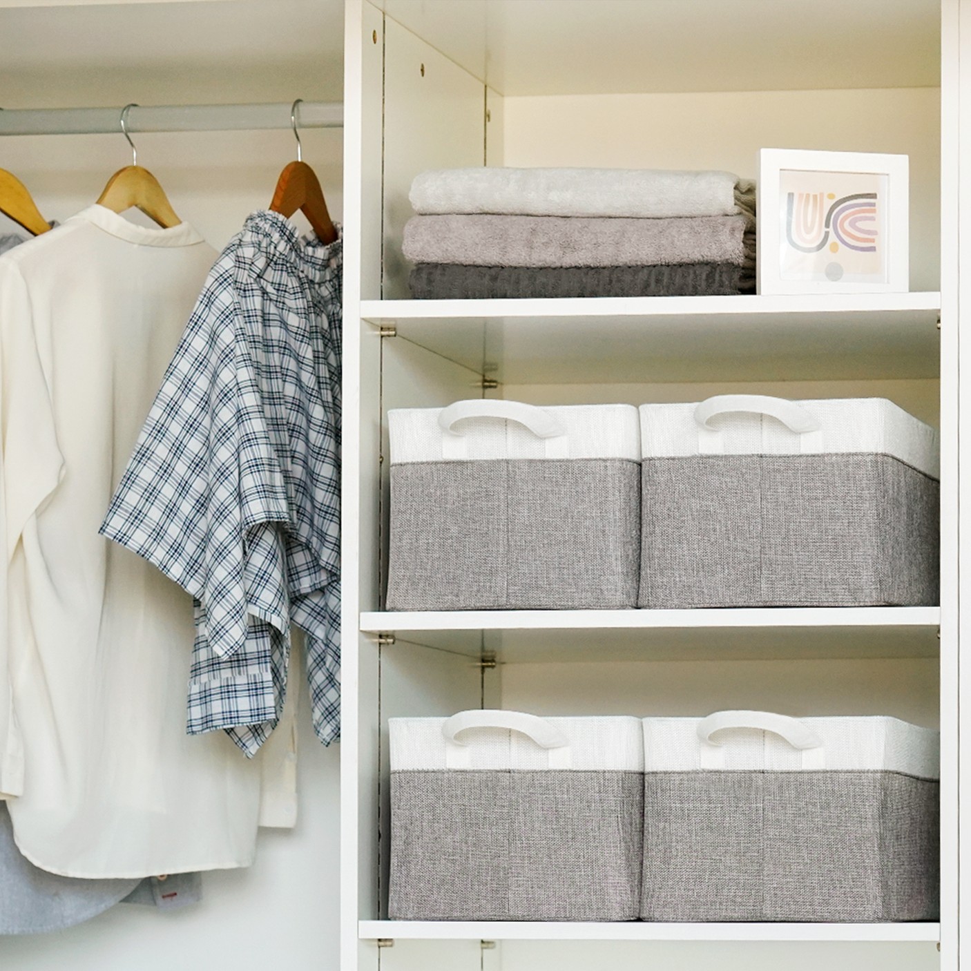 Fabric Storage Bins with Metal Frame, 4 Pack