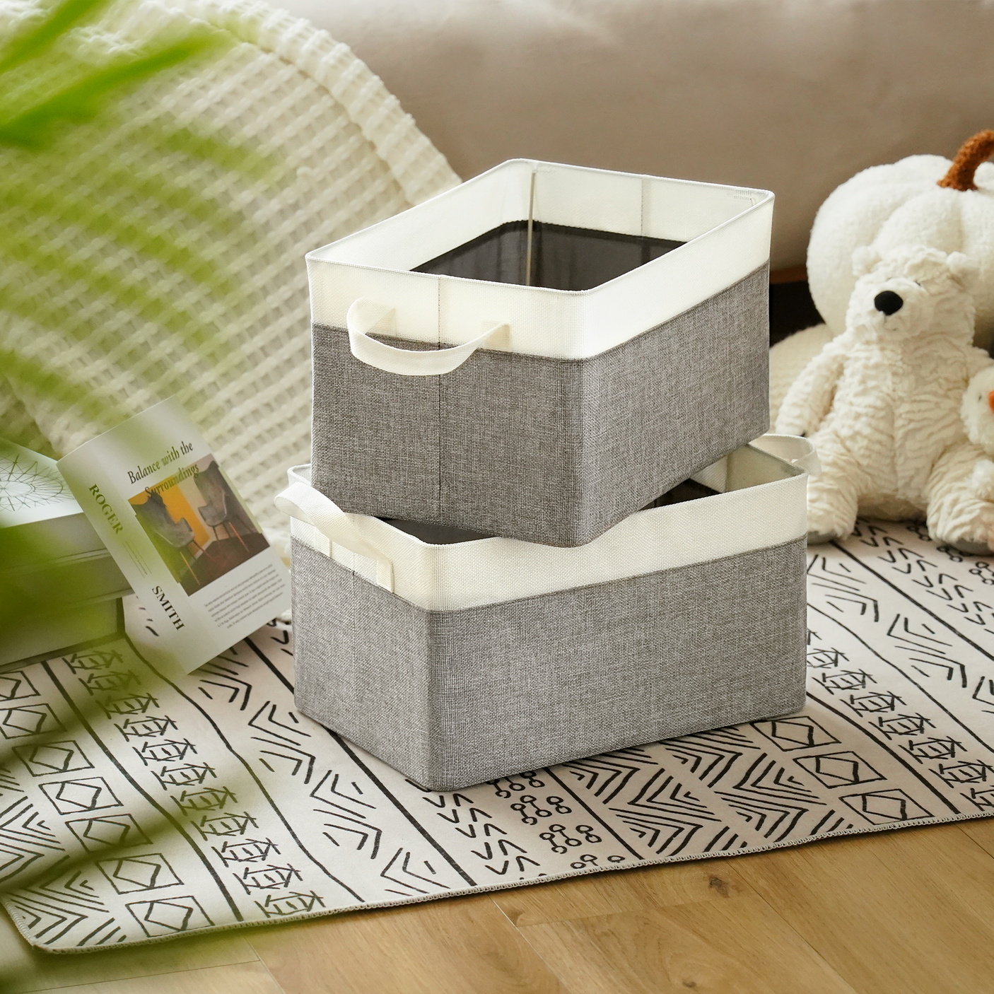 Fabric Storage Bins with Metal Frame, 4 Pack