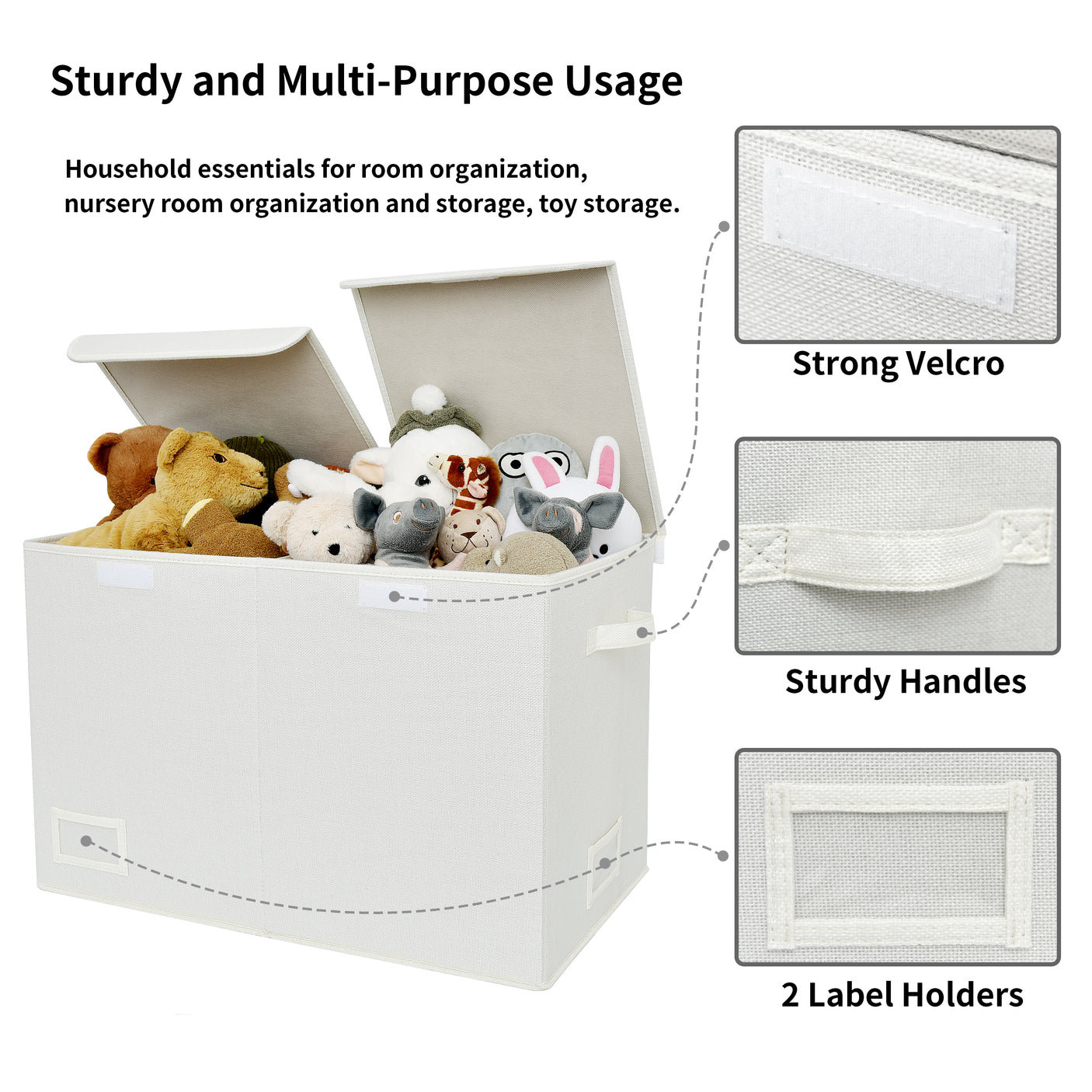 Large Storage Bins with Lids and Label Holder