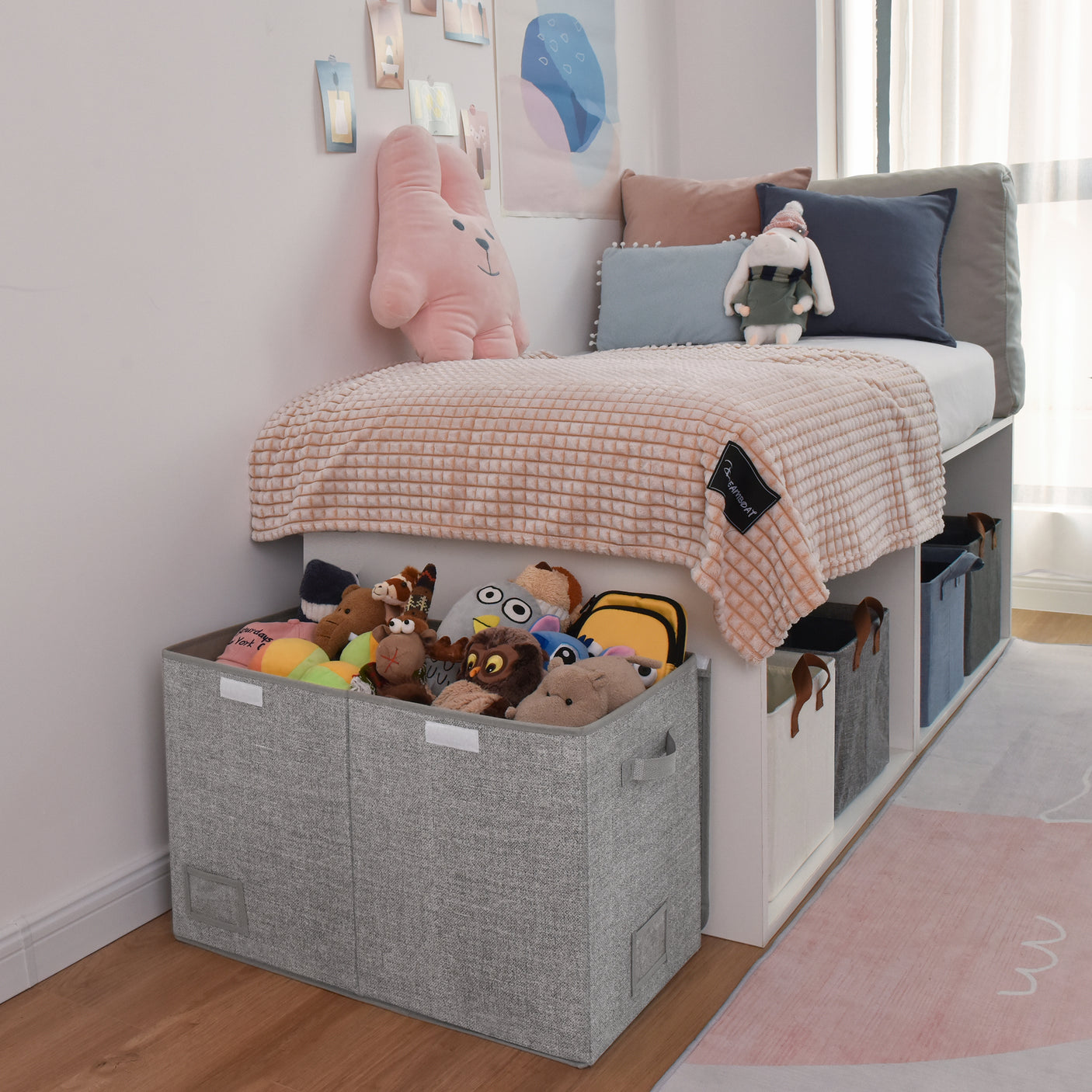 Large Storage Bins with Lids and Label Holder