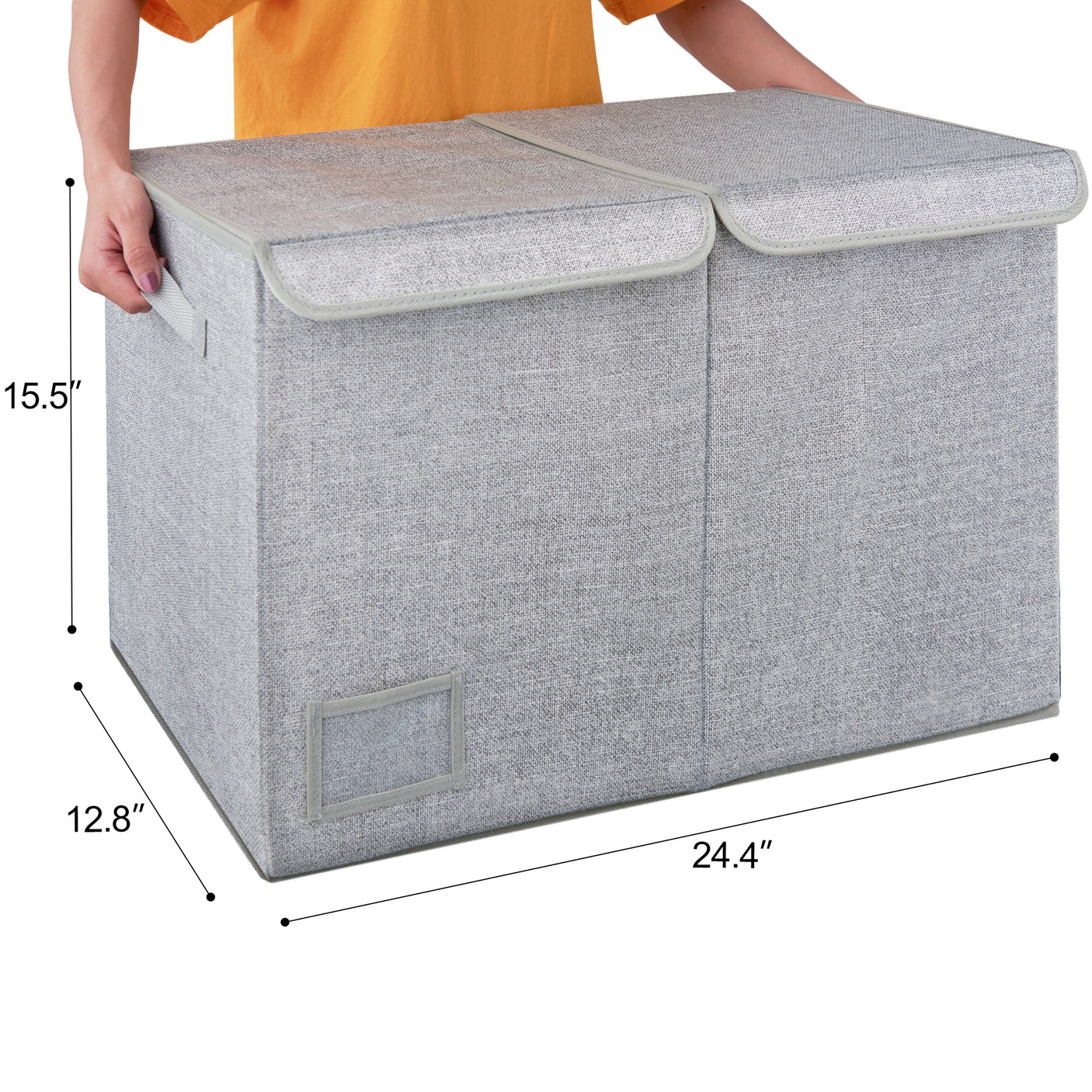 Large Storage Bins with Lids and Label Holder