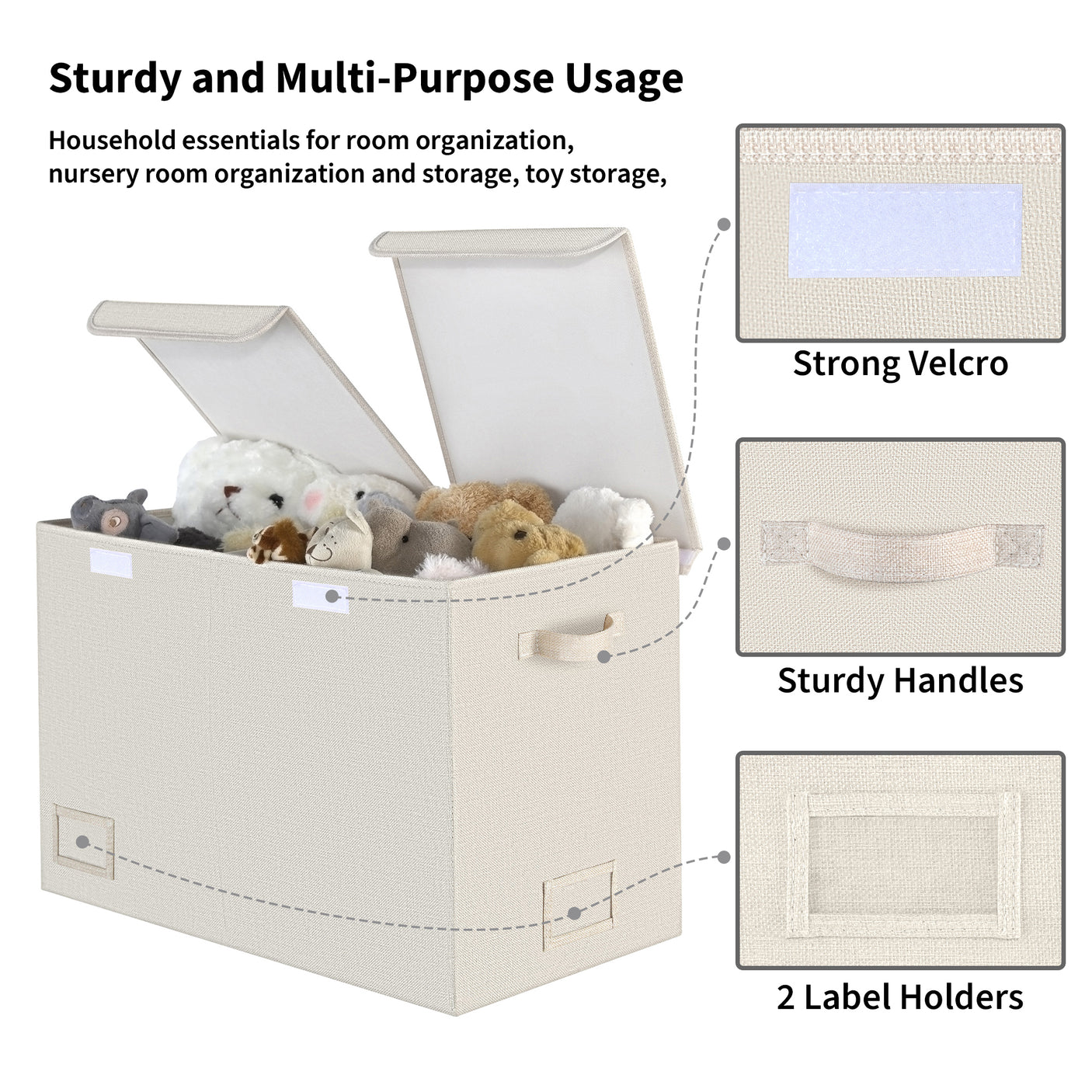 Large Storage Bins with Lids and Label Holder