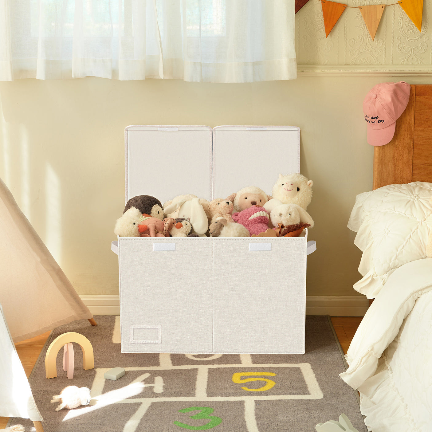 Large Storage Bins with Lids and Label Holder