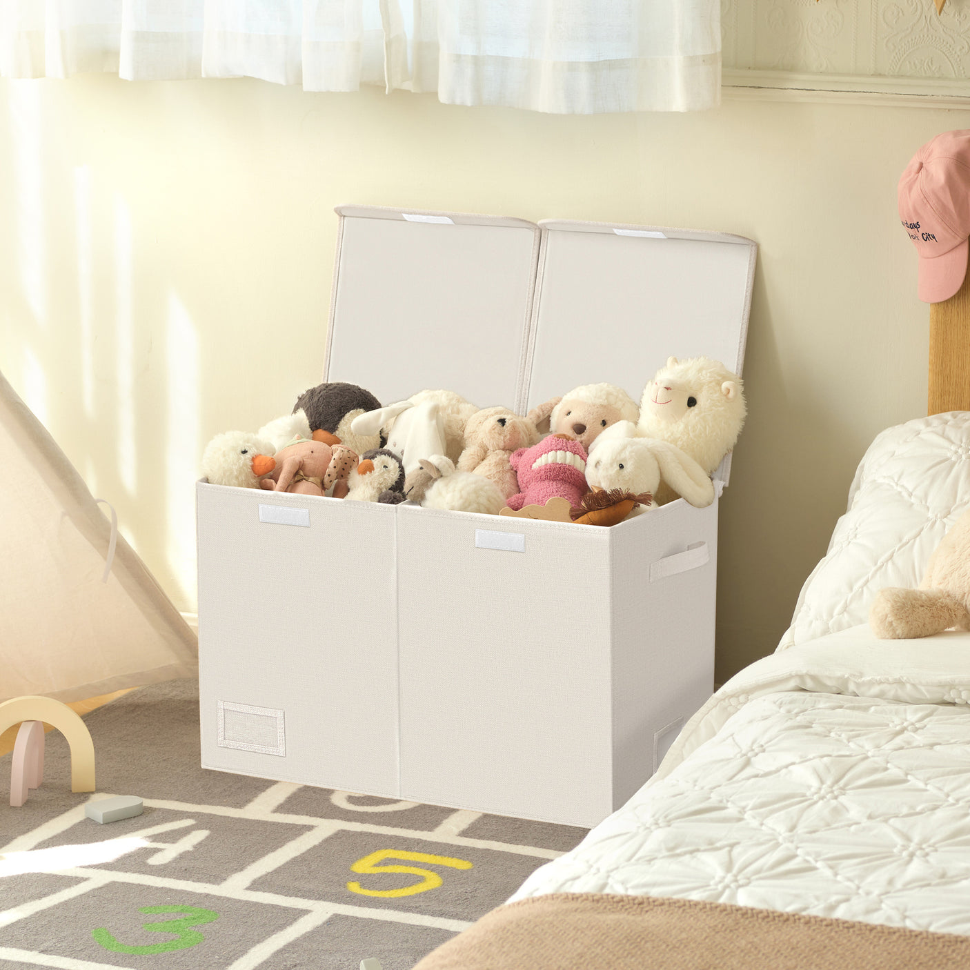 Large Storage Bins with Lids and Label Holder