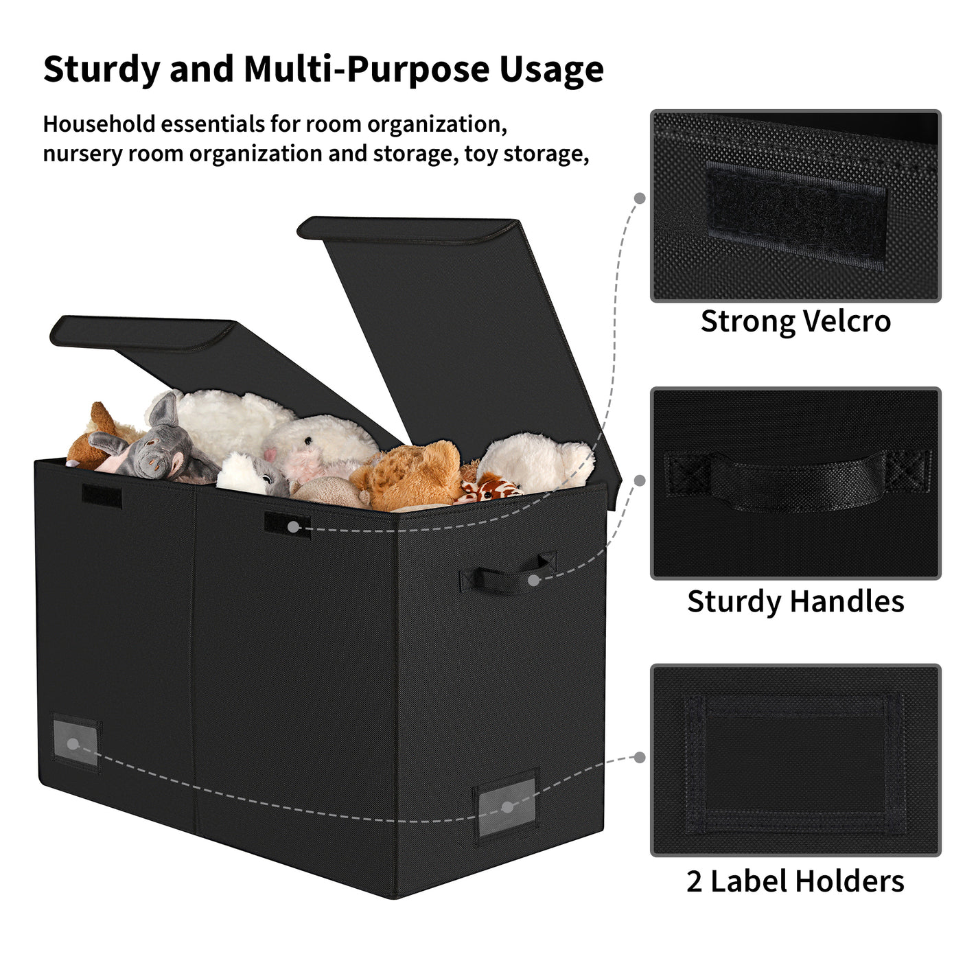 Large Storage Bins with Lids and Label Holder