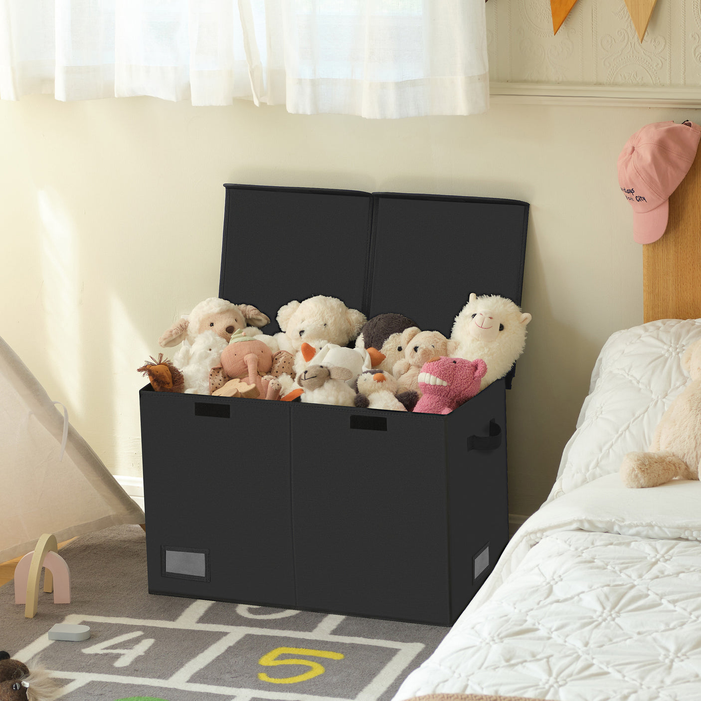Large Storage Bins with Lids and Label Holder