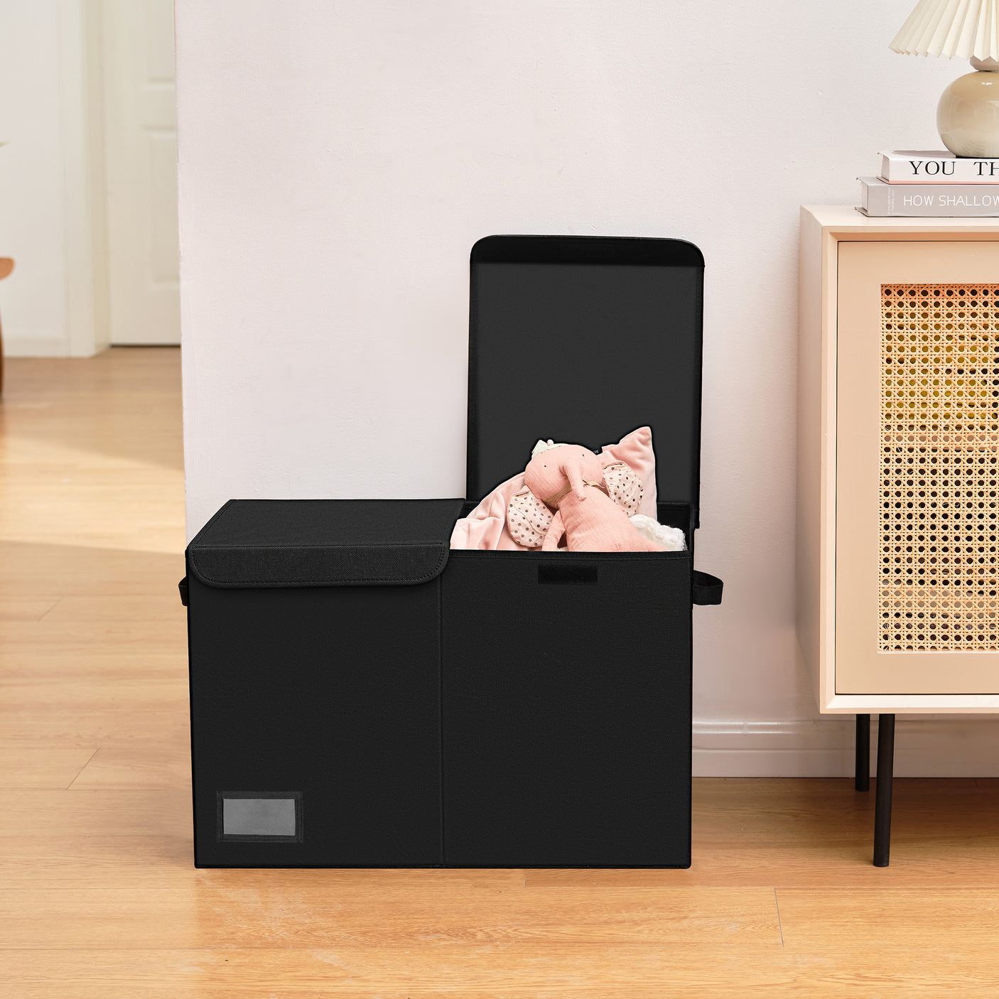 Large Storage Bins with Lids and Label Holder