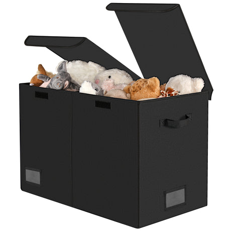 Large Storage Bins with Lids and Label Holder
