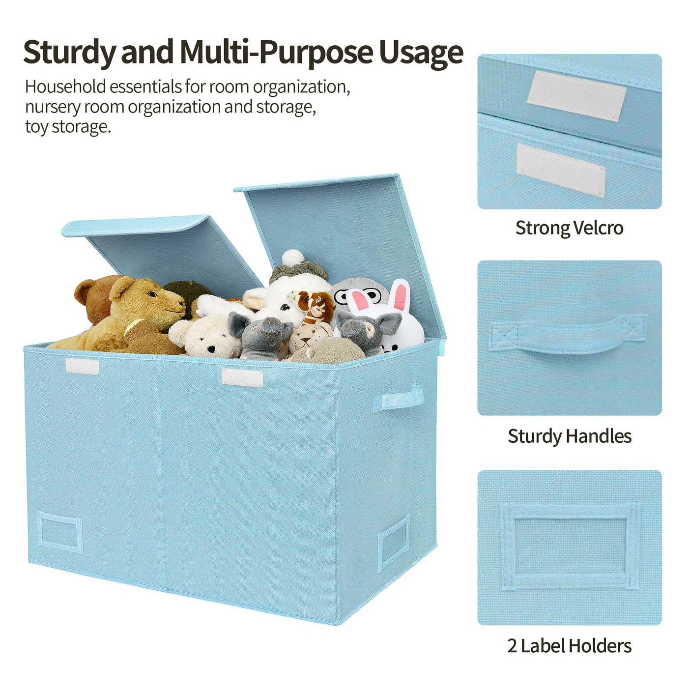 Large Storage Bins with Lids and Label Holder