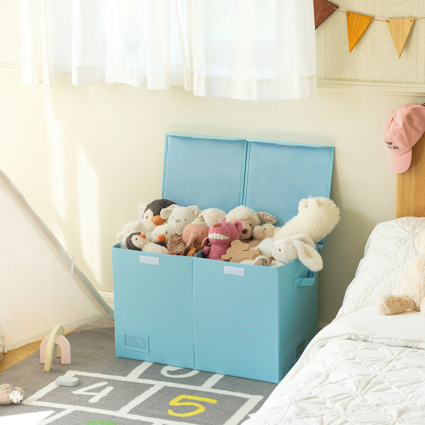 Large Storage Bins with Lids and Label Holder