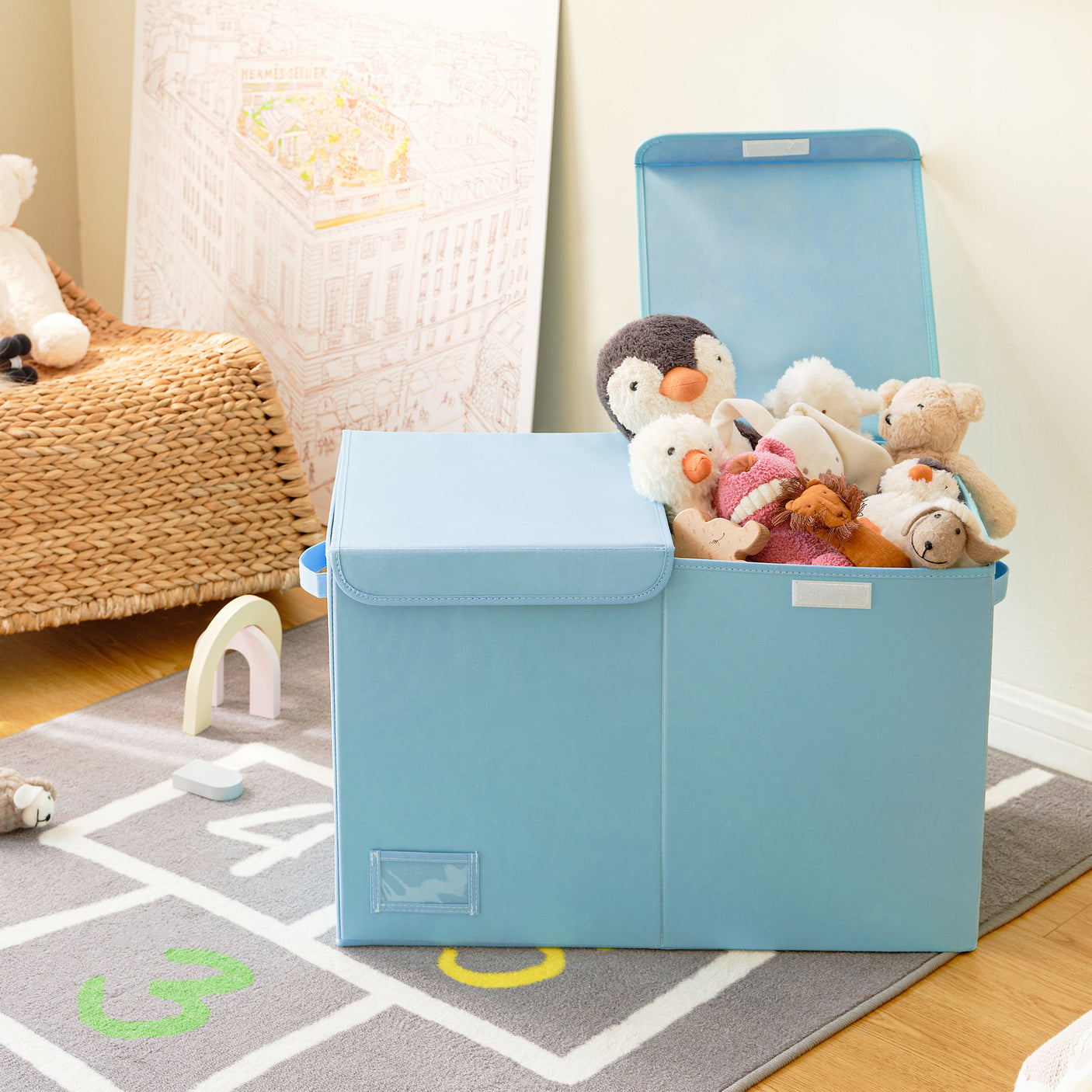 Large Storage Bins with Lids and Label Holder